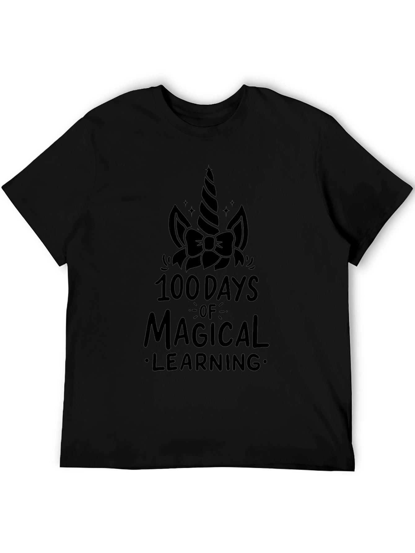 100 Days of Magical Learning Black T-Shirt