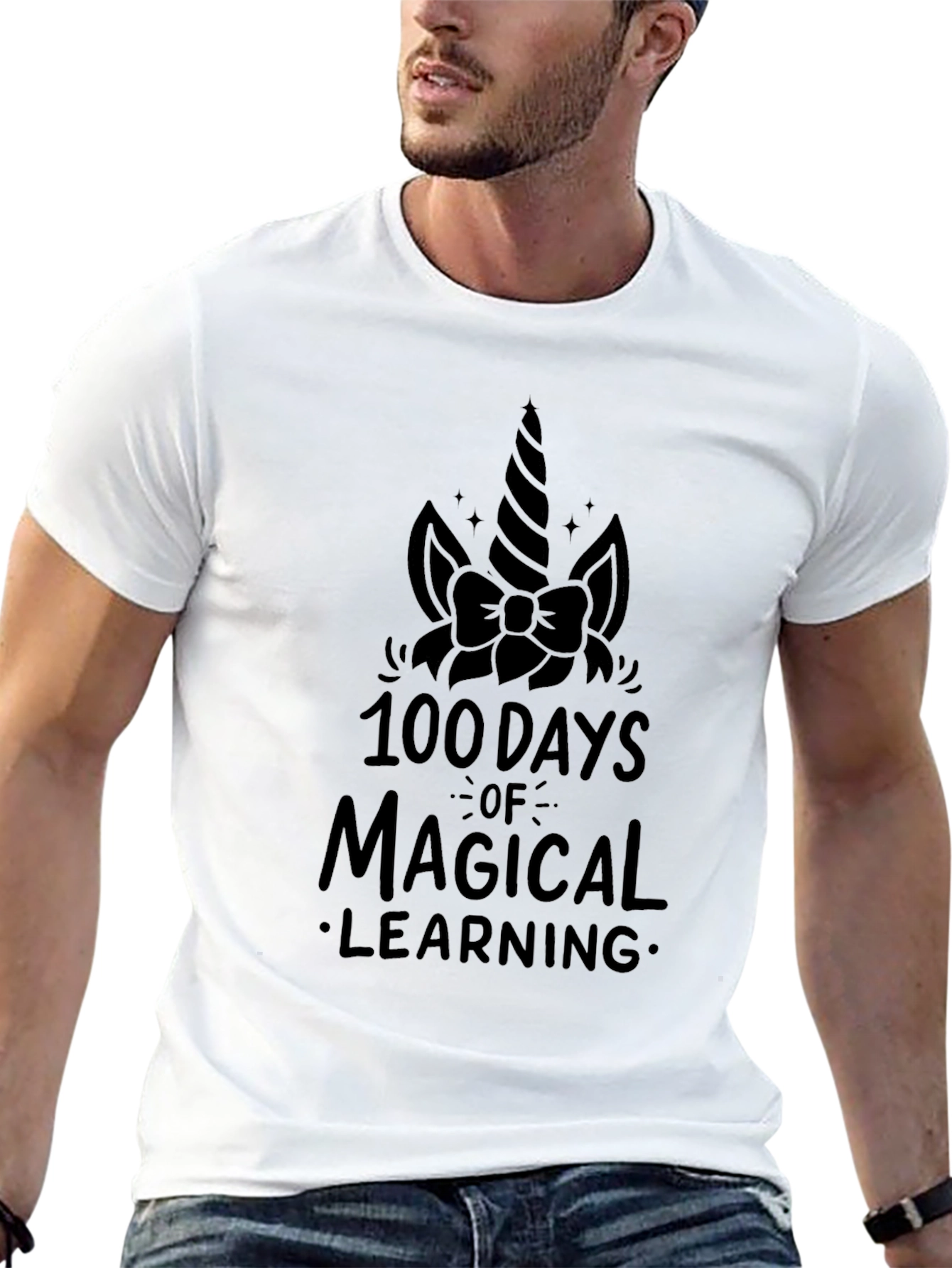 100 Days of Magical Learning Black T-Shirt