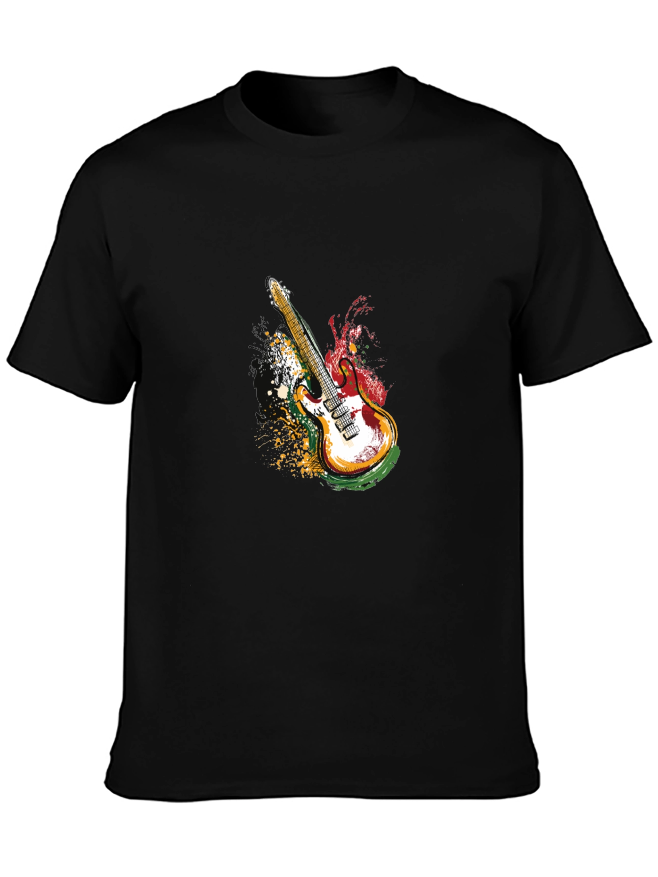Electric Guitar Graphic T-Shirt - Black