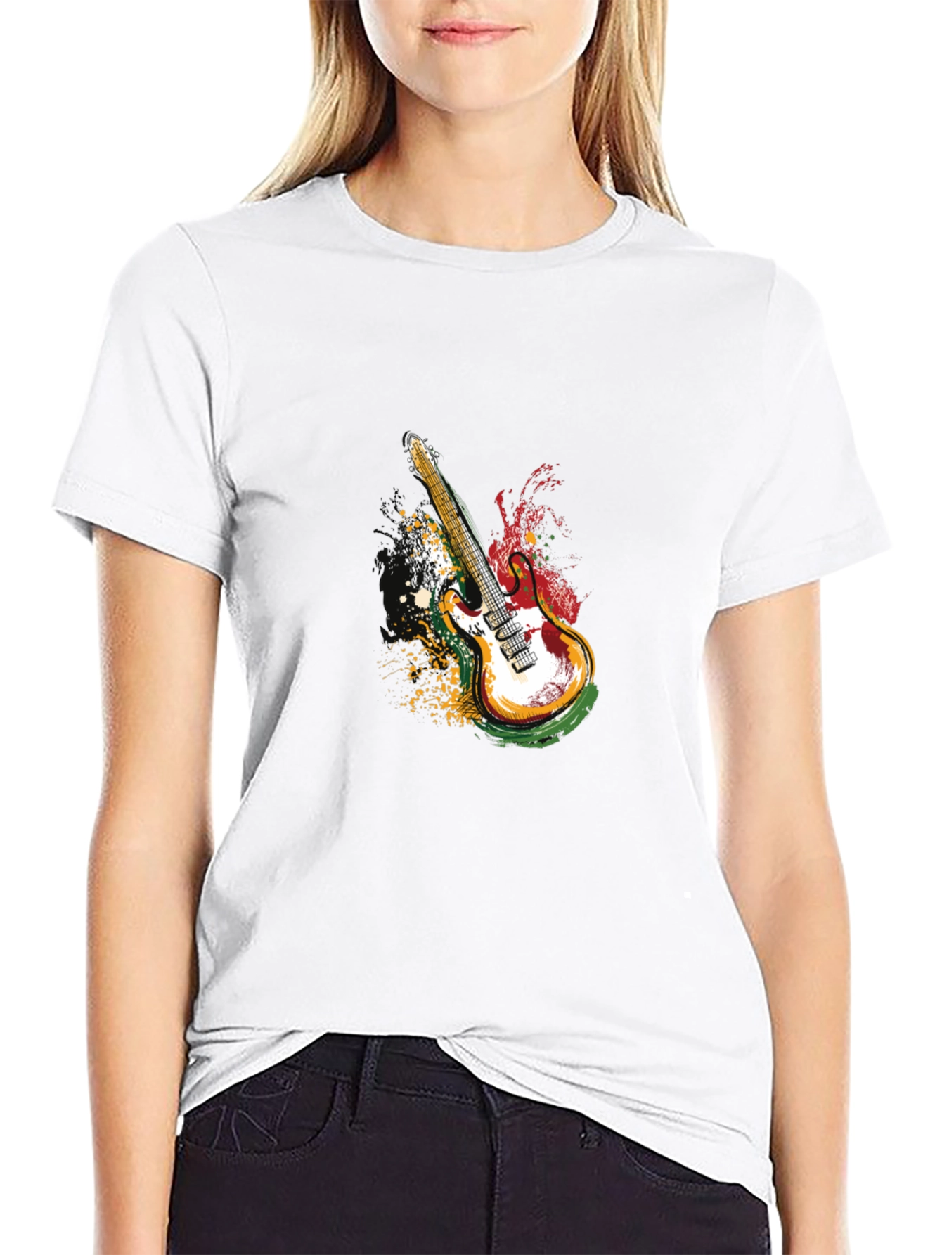 Electric Guitar Graphic T-Shirt - Black