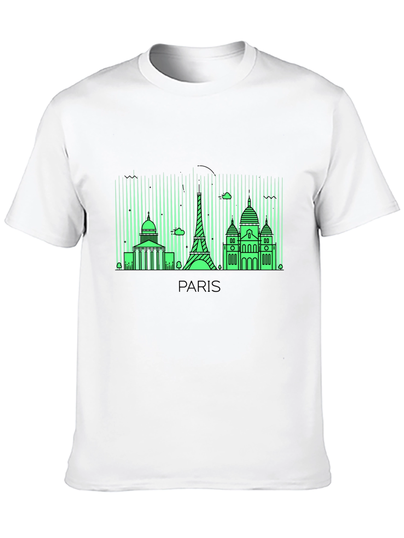 Paris Skyline Graphic Tee - Black Cotton T-Shirt