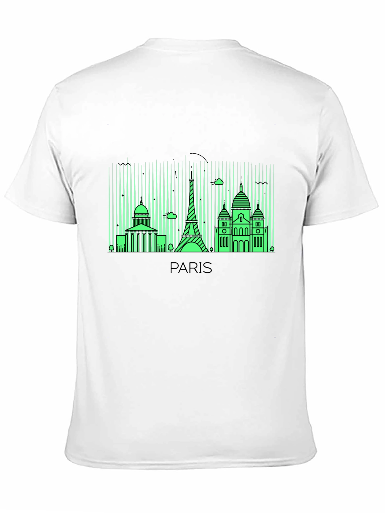 Paris Skyline Graphic Tee - Black Cotton T-Shirt