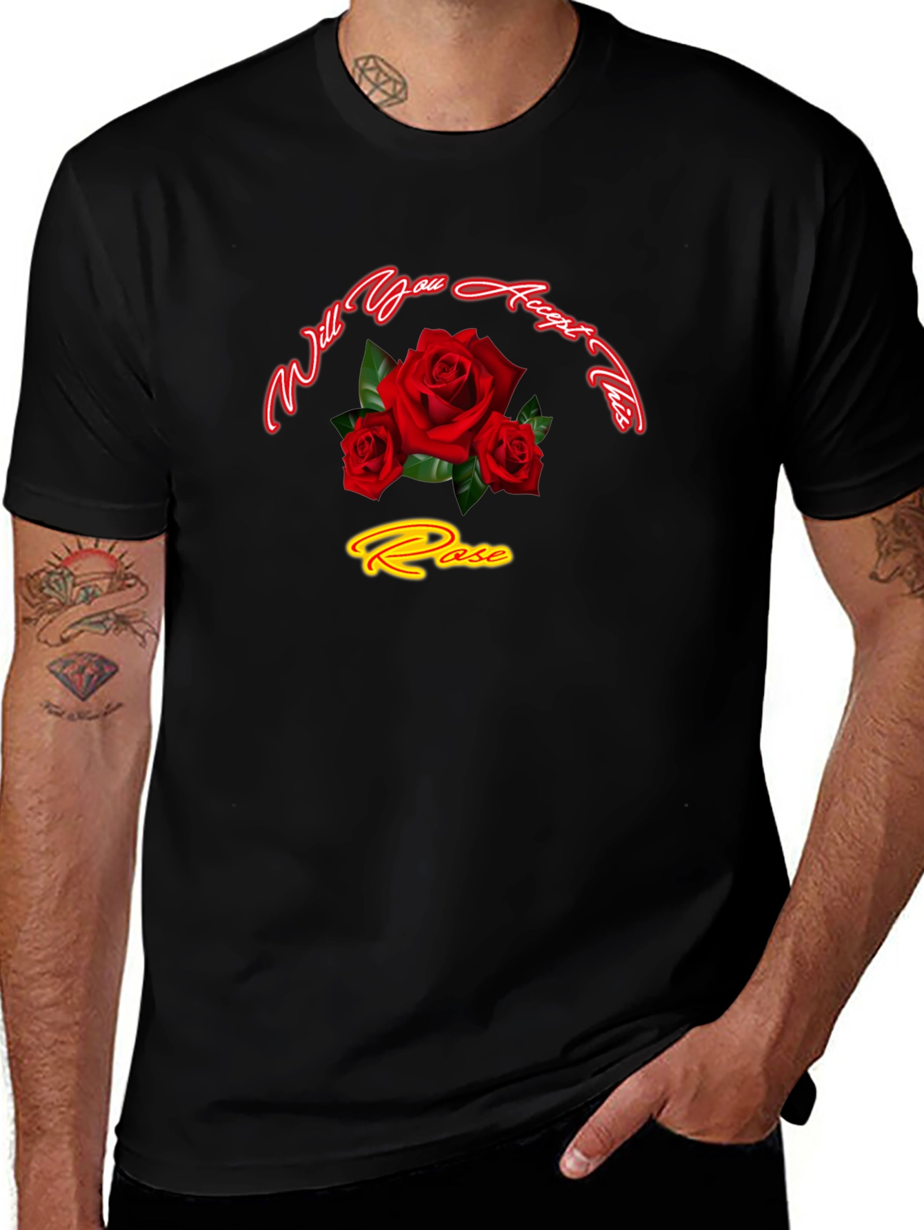 Will You Accept This Rose Black T-Shirt