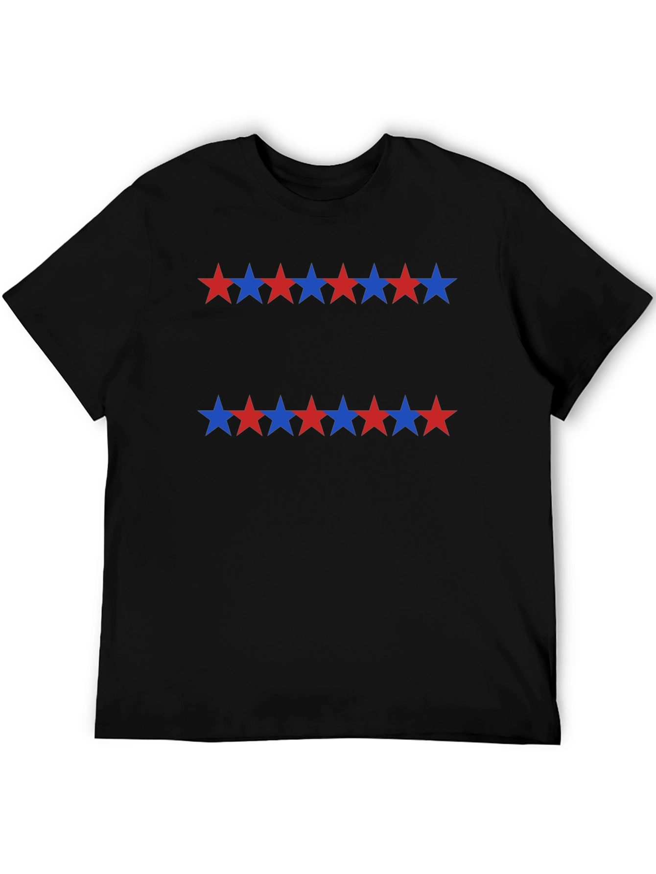 Stars Pattern Black Casual T-Shirt