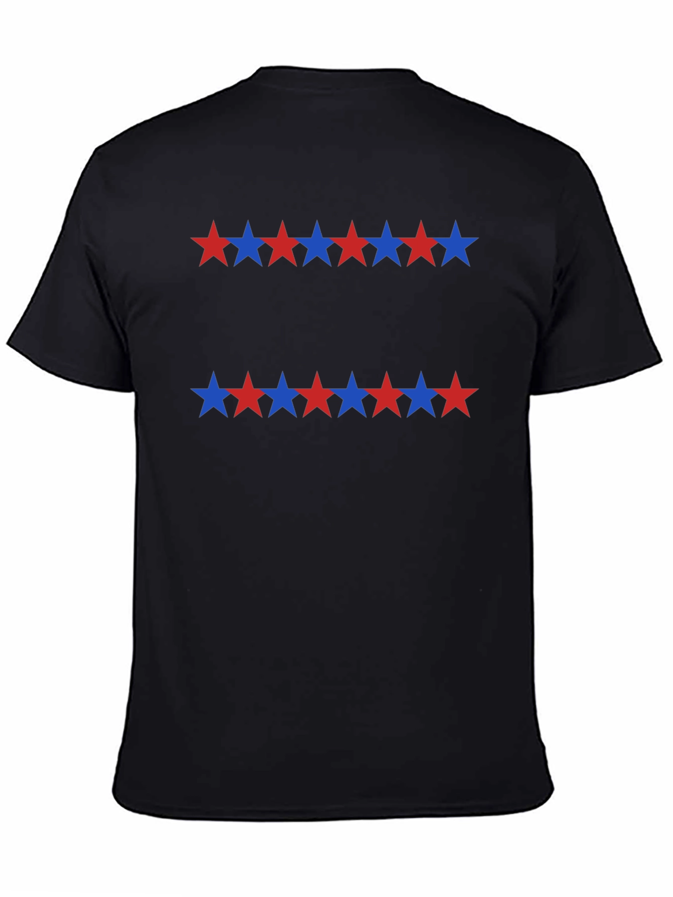 Stars Pattern Black Casual T-Shirt