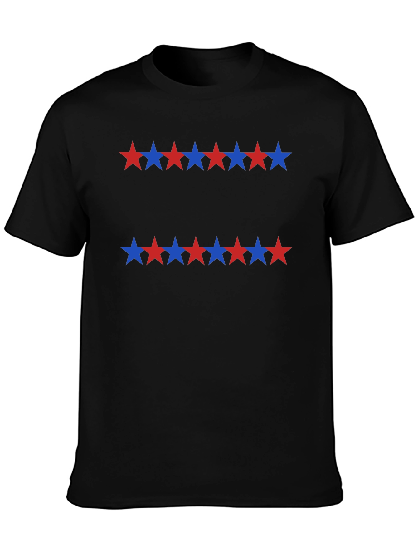Stars Pattern Black Casual T-Shirt