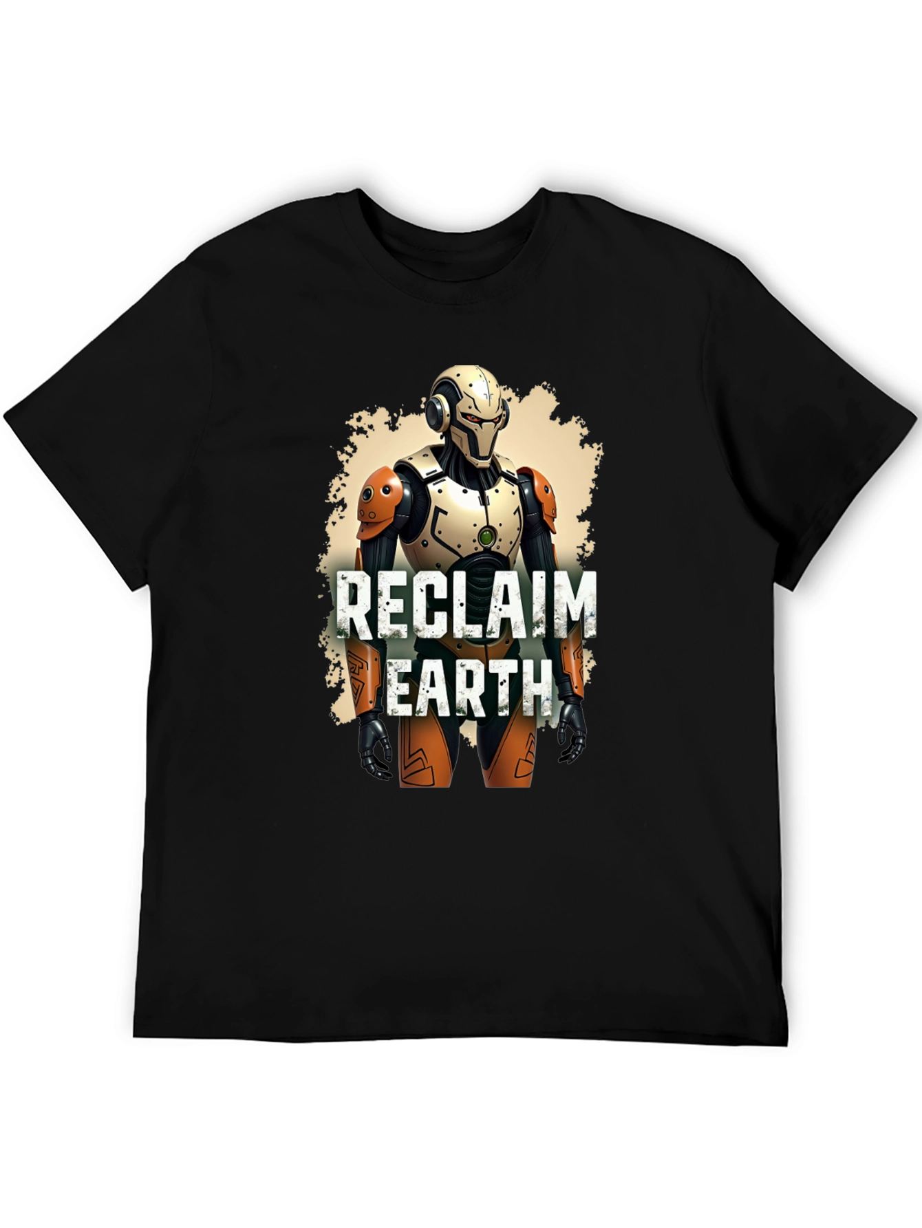 Reclaim Earth Robot Graphic Black T-Shirt