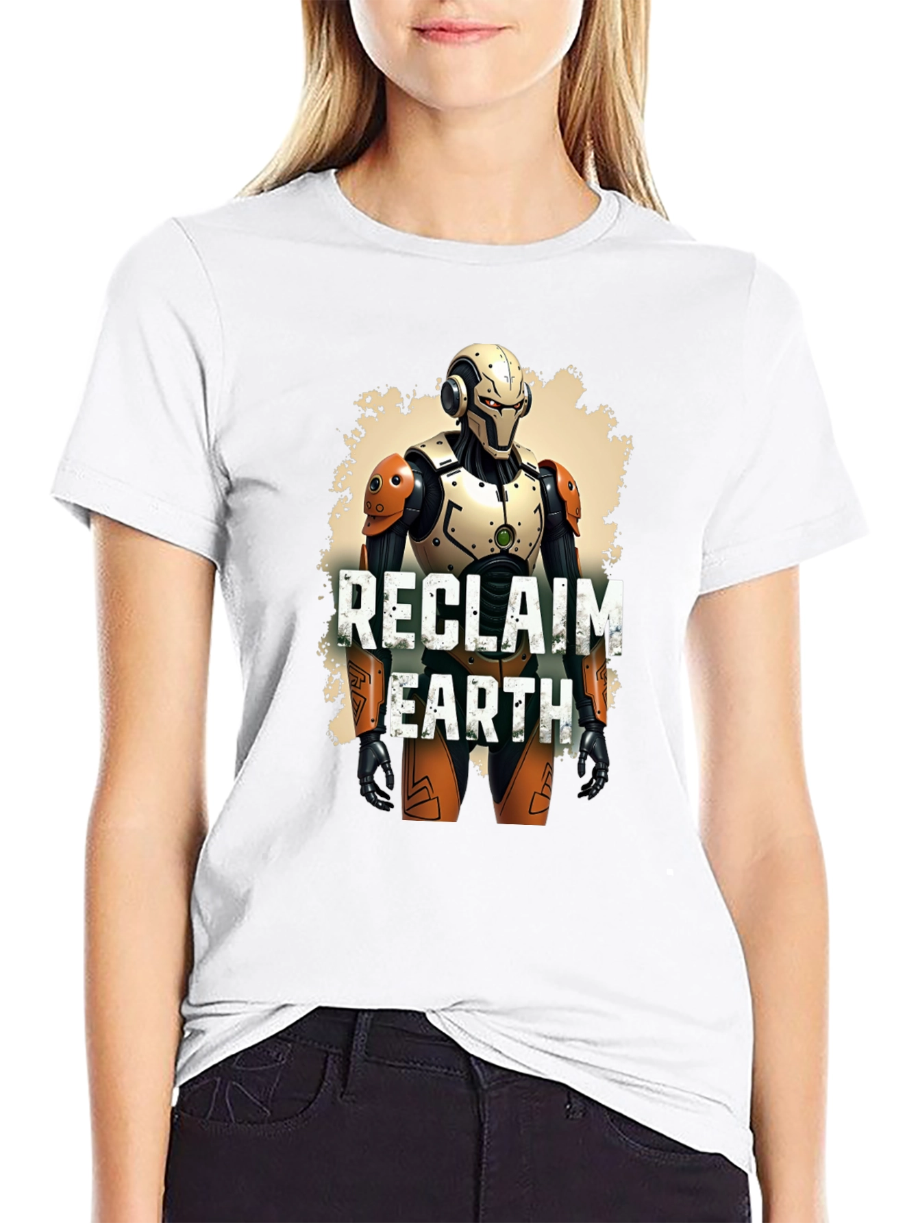 Reclaim Earth Robot Graphic Black T-Shirt