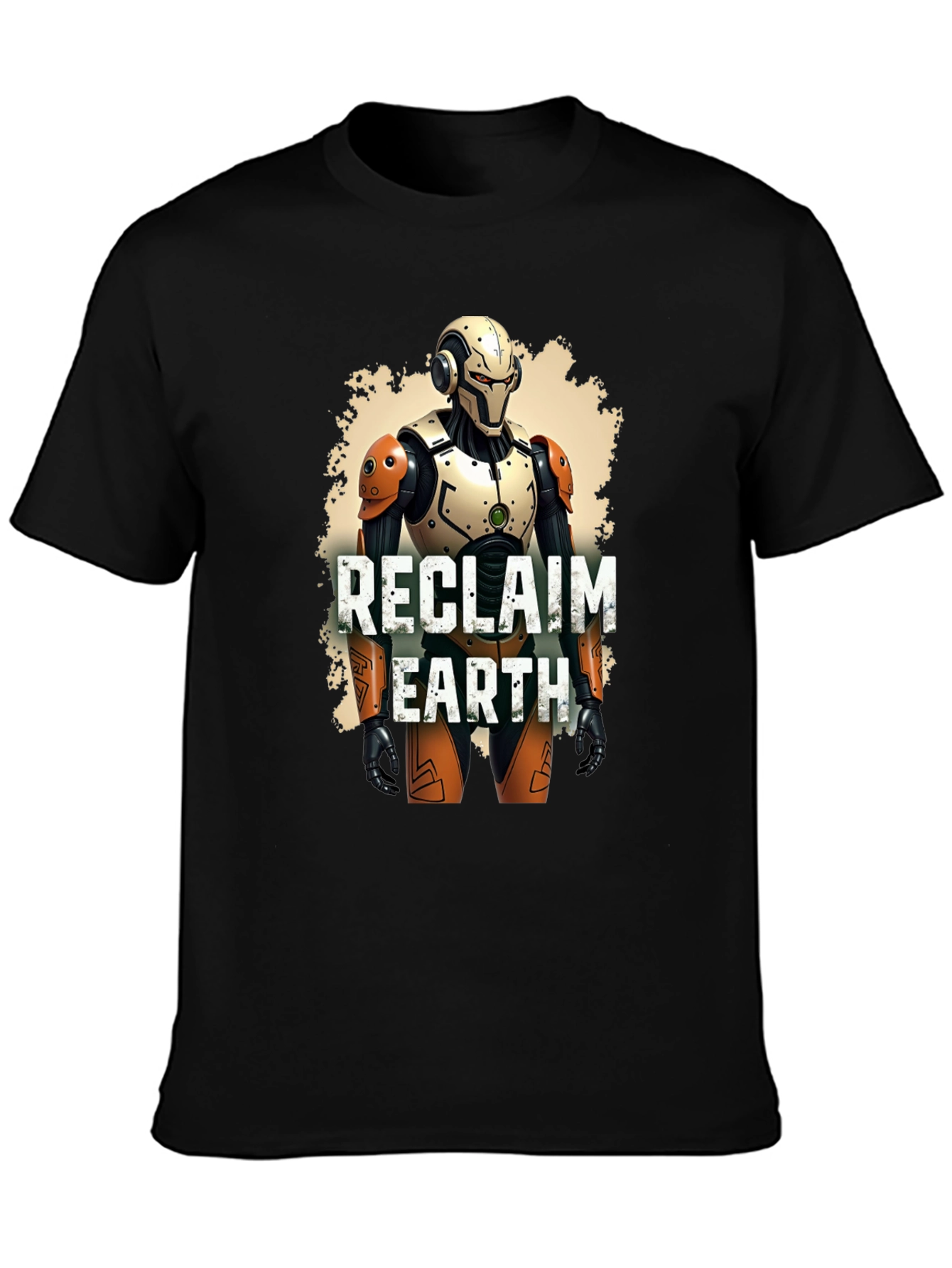 Reclaim Earth Robot Graphic Black T-Shirt