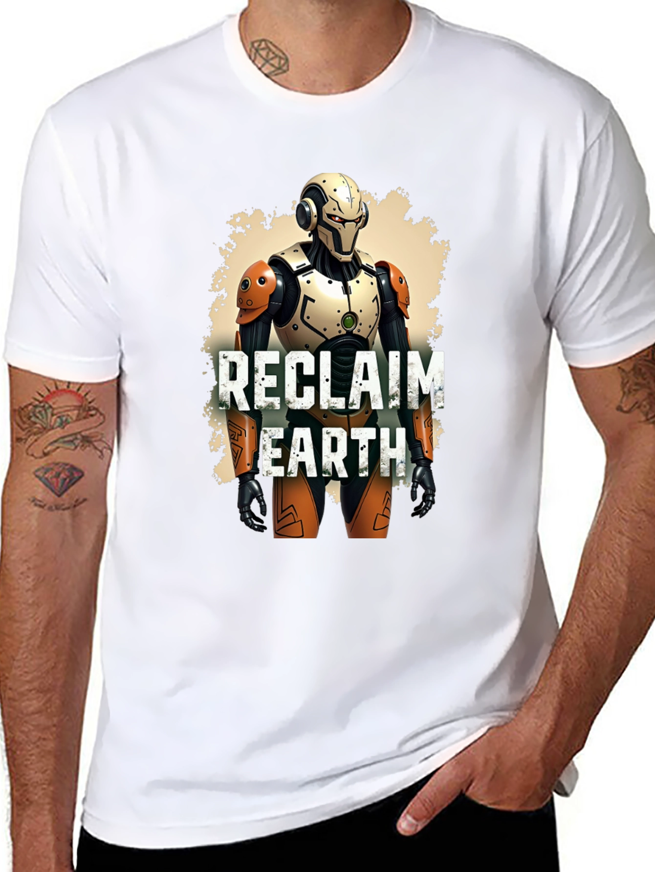 Reclaim Earth Robot Graphic Black T-Shirt