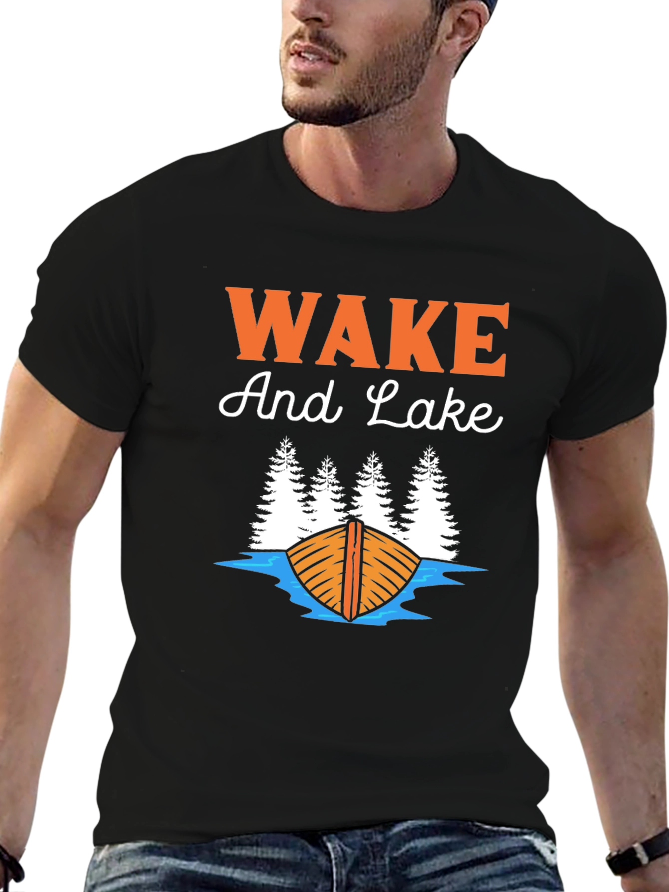 Wake and Lake T-Shirt - Black