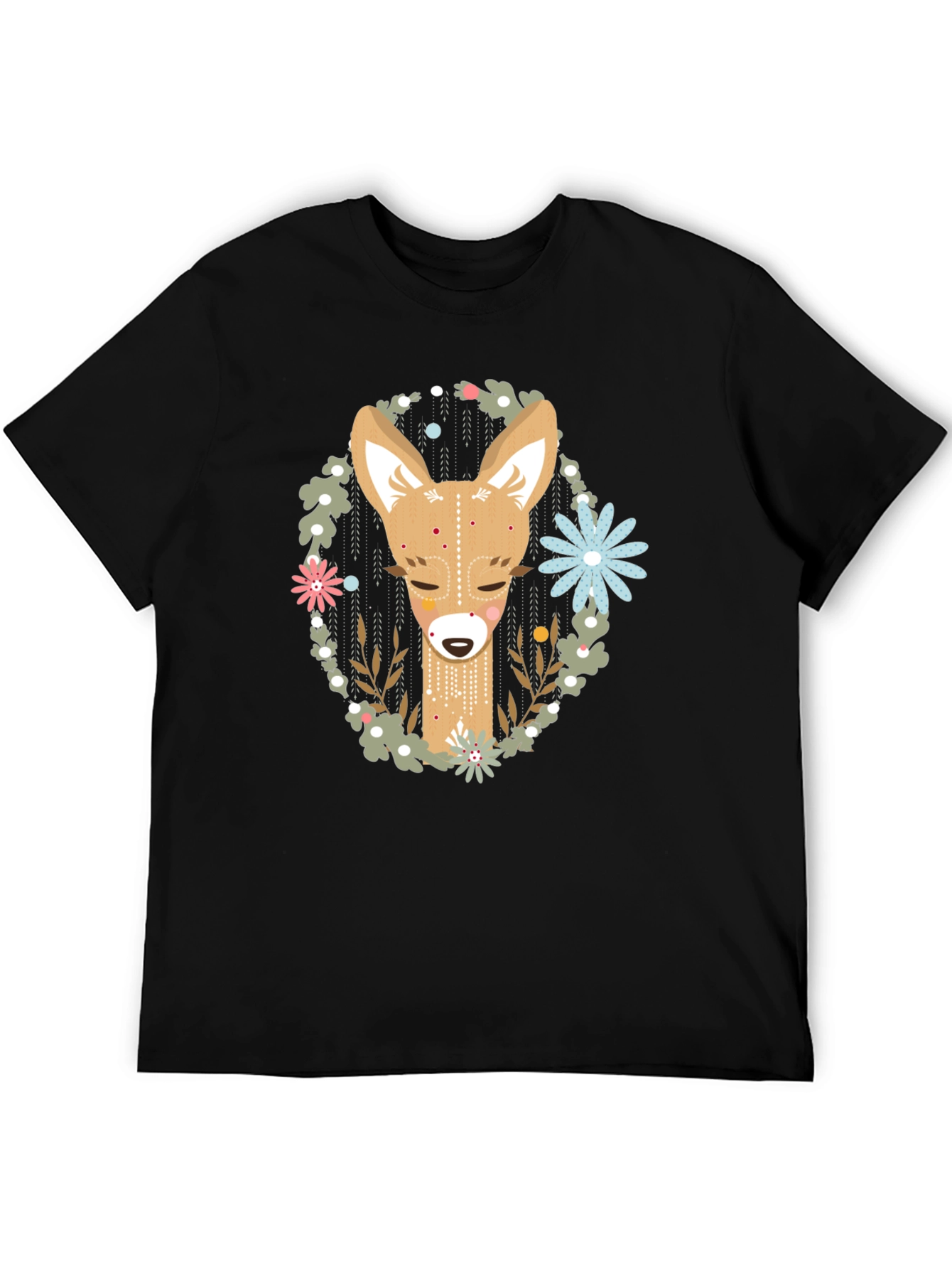 Deer Graphic Tee - Black Cotton Blend