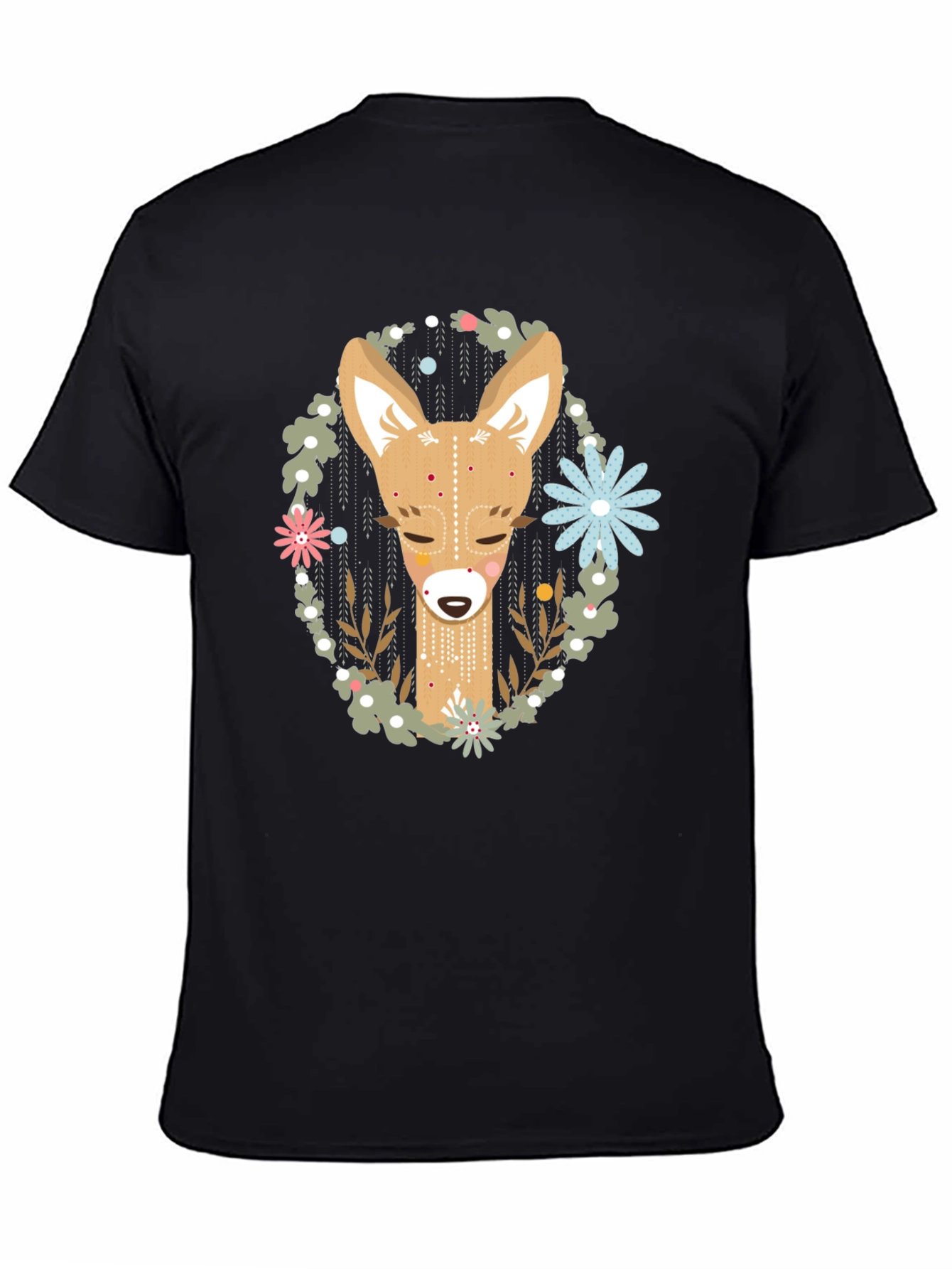 Deer Graphic Tee - Black Cotton Blend
