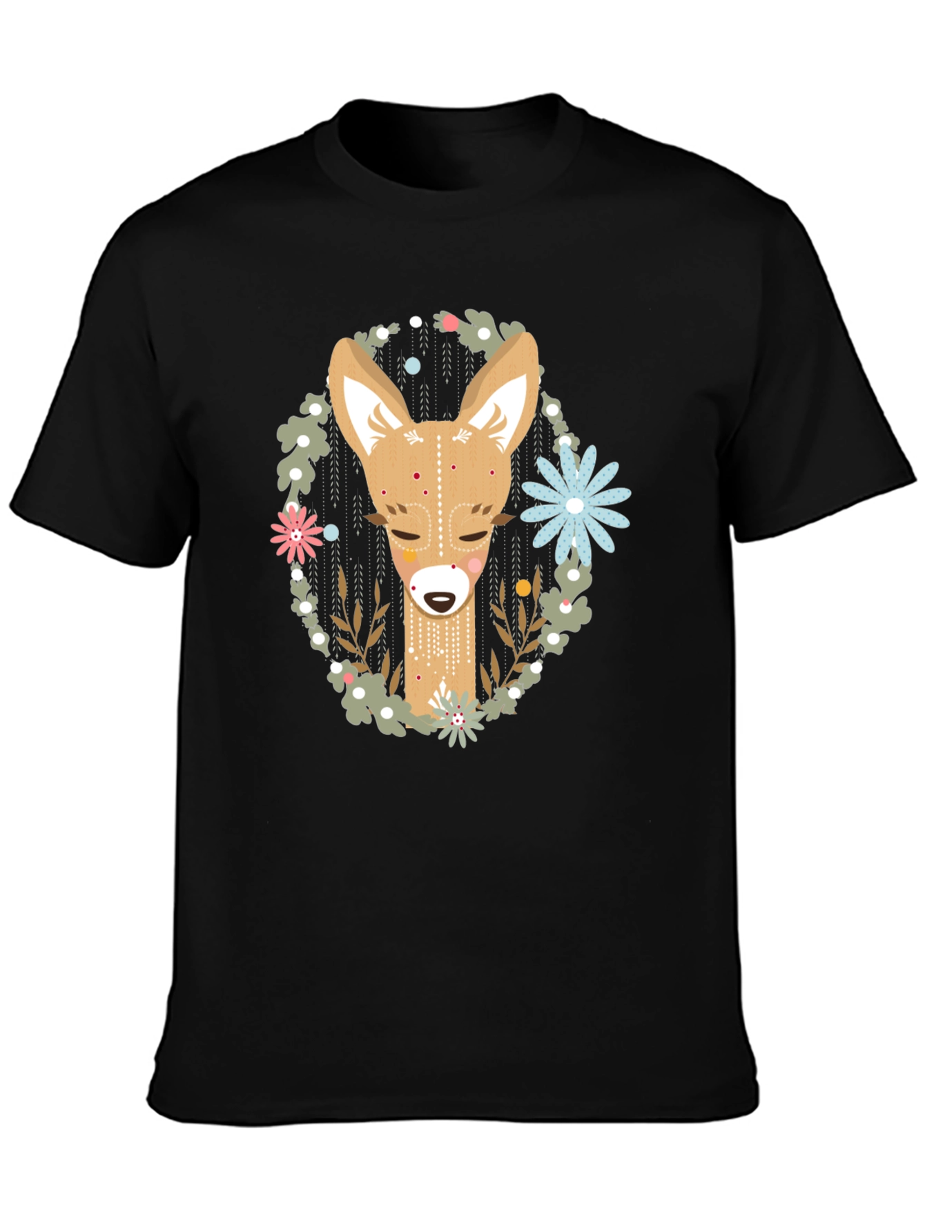 Deer Graphic Tee - Black Cotton Blend