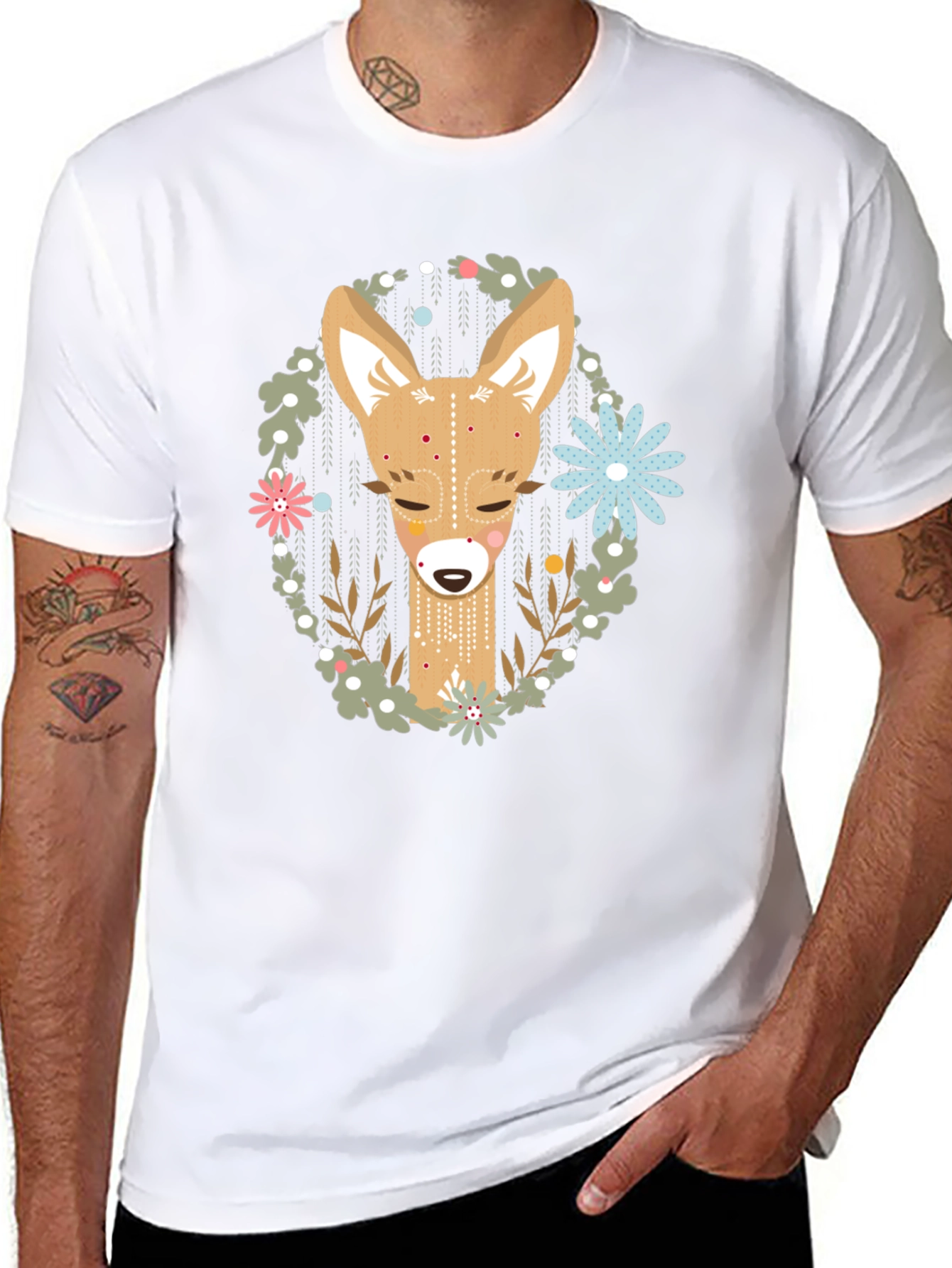Deer Graphic Tee - Black Cotton Blend