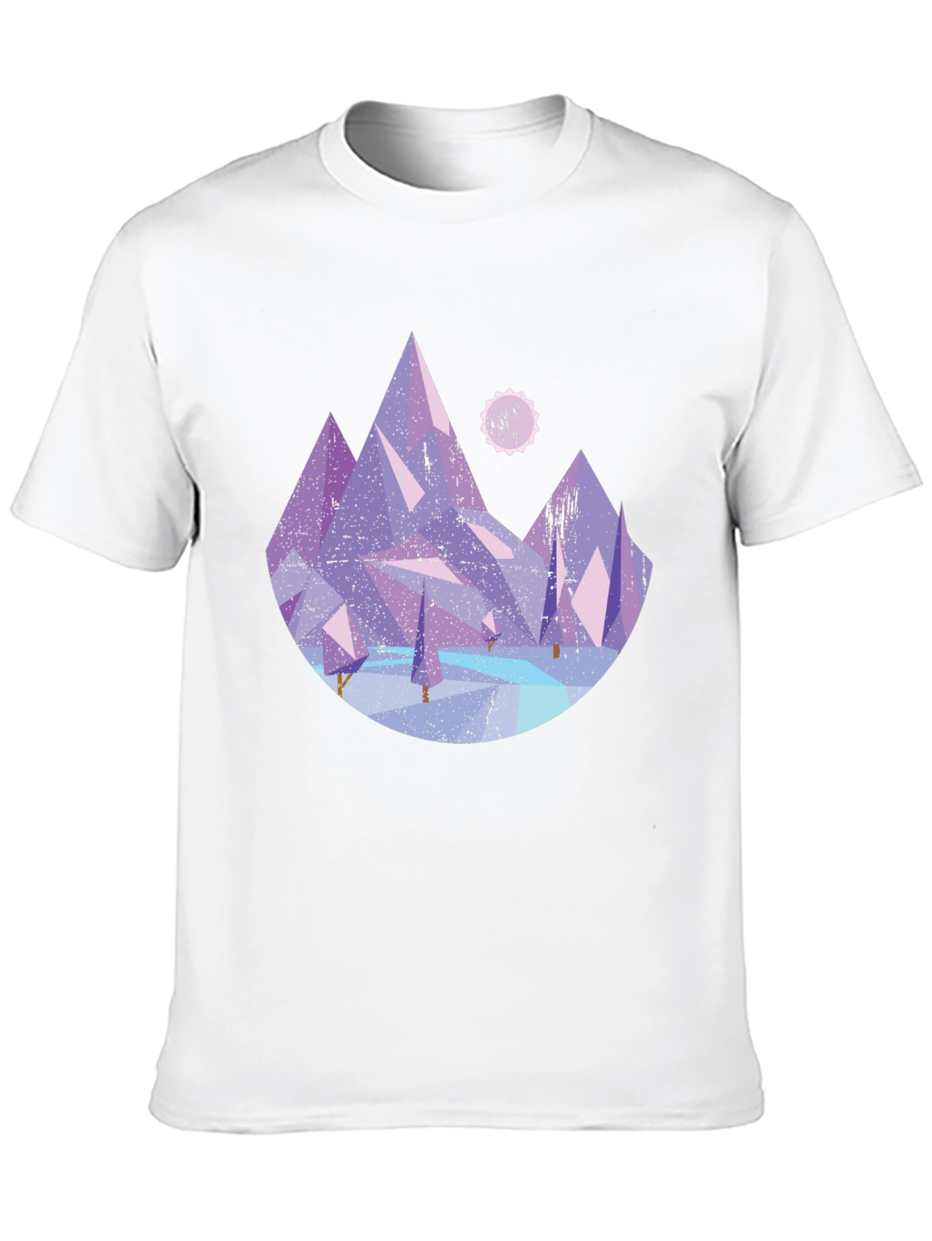 Abstract Mountain Graphic Tee - Black Cotton Shirt