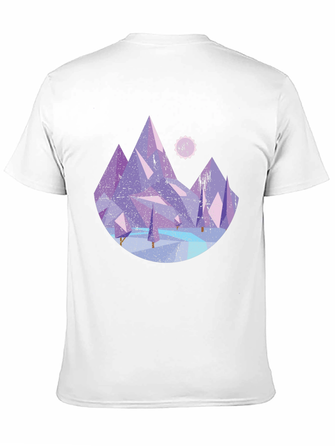 Abstract Mountain Graphic Tee - Black Cotton Shirt