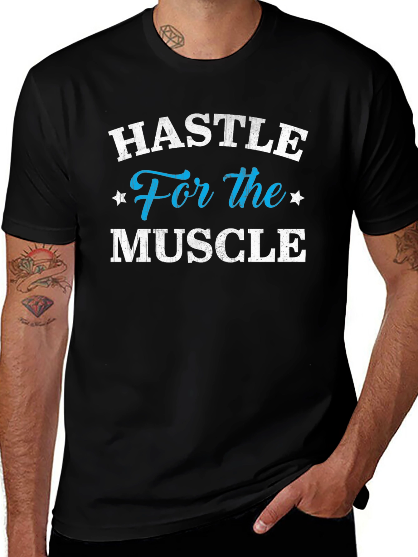 Hustle For The Muscle Mens Black Graphic Tee