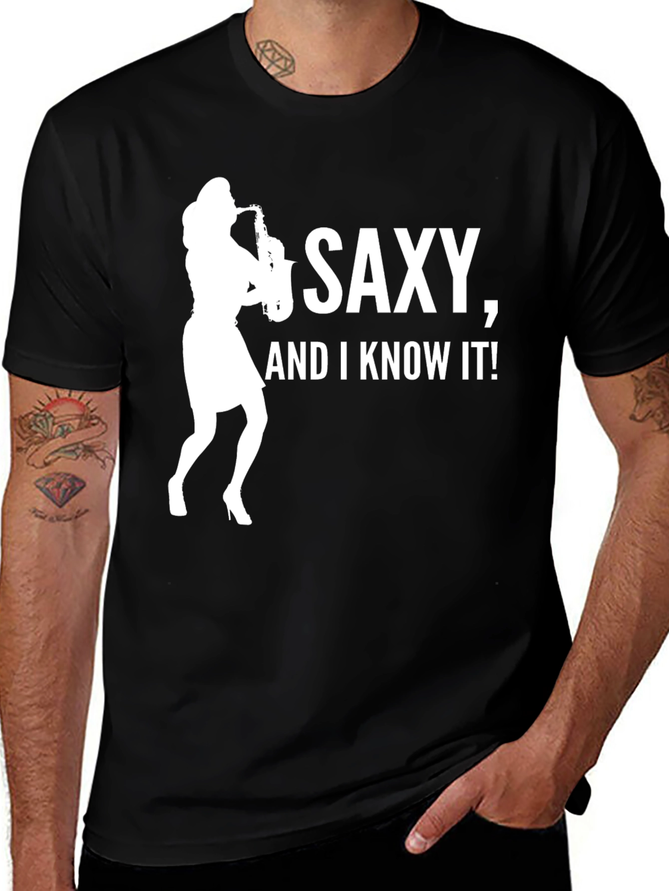 Saxy and I Know It! Black T-Shirt