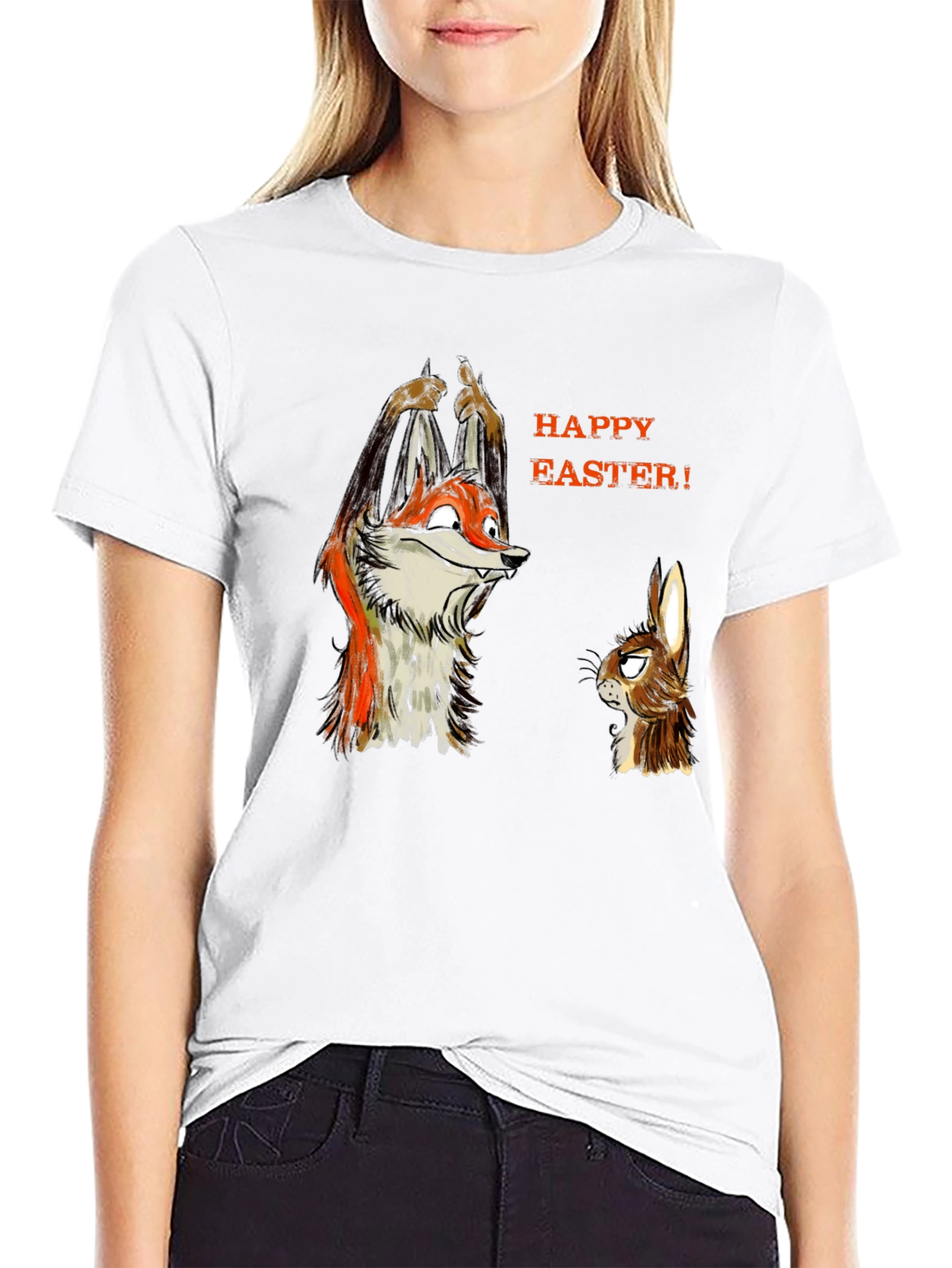 Funny Easter Fox & Rabbit Graphic Tee