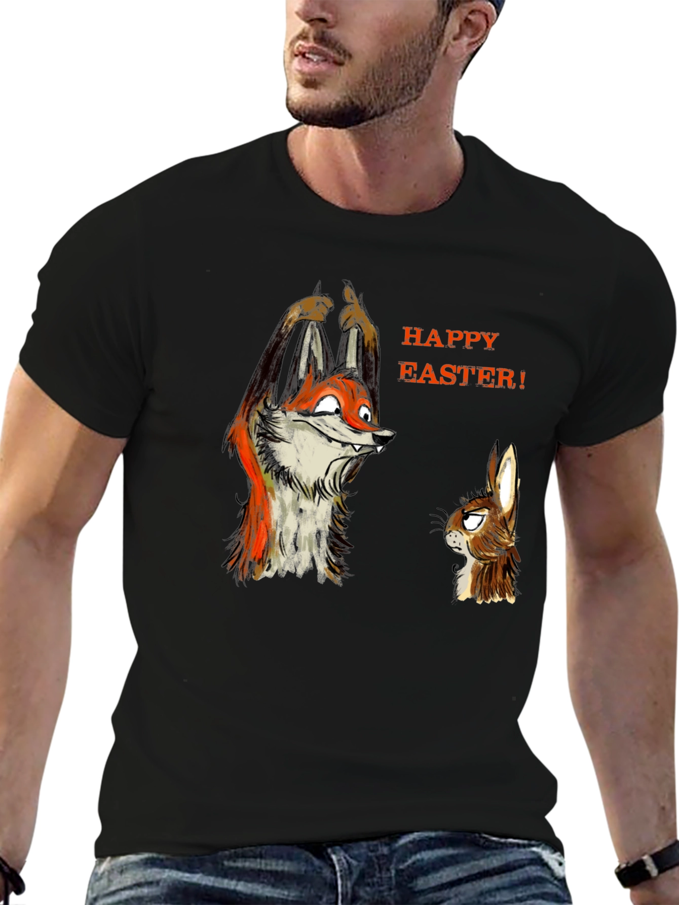 Funny Easter Fox & Rabbit Graphic Tee