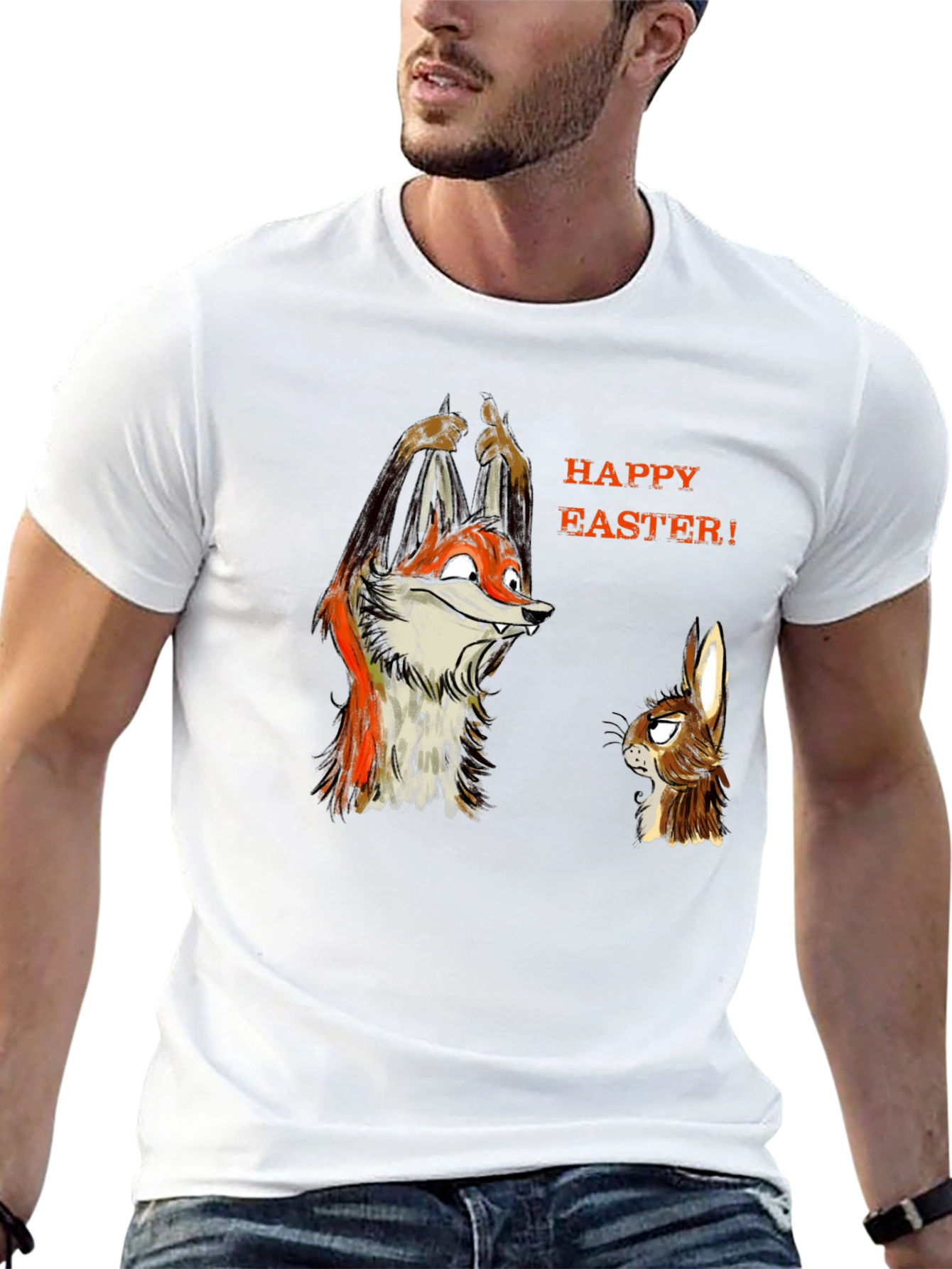 Funny Easter Fox & Rabbit Graphic Tee