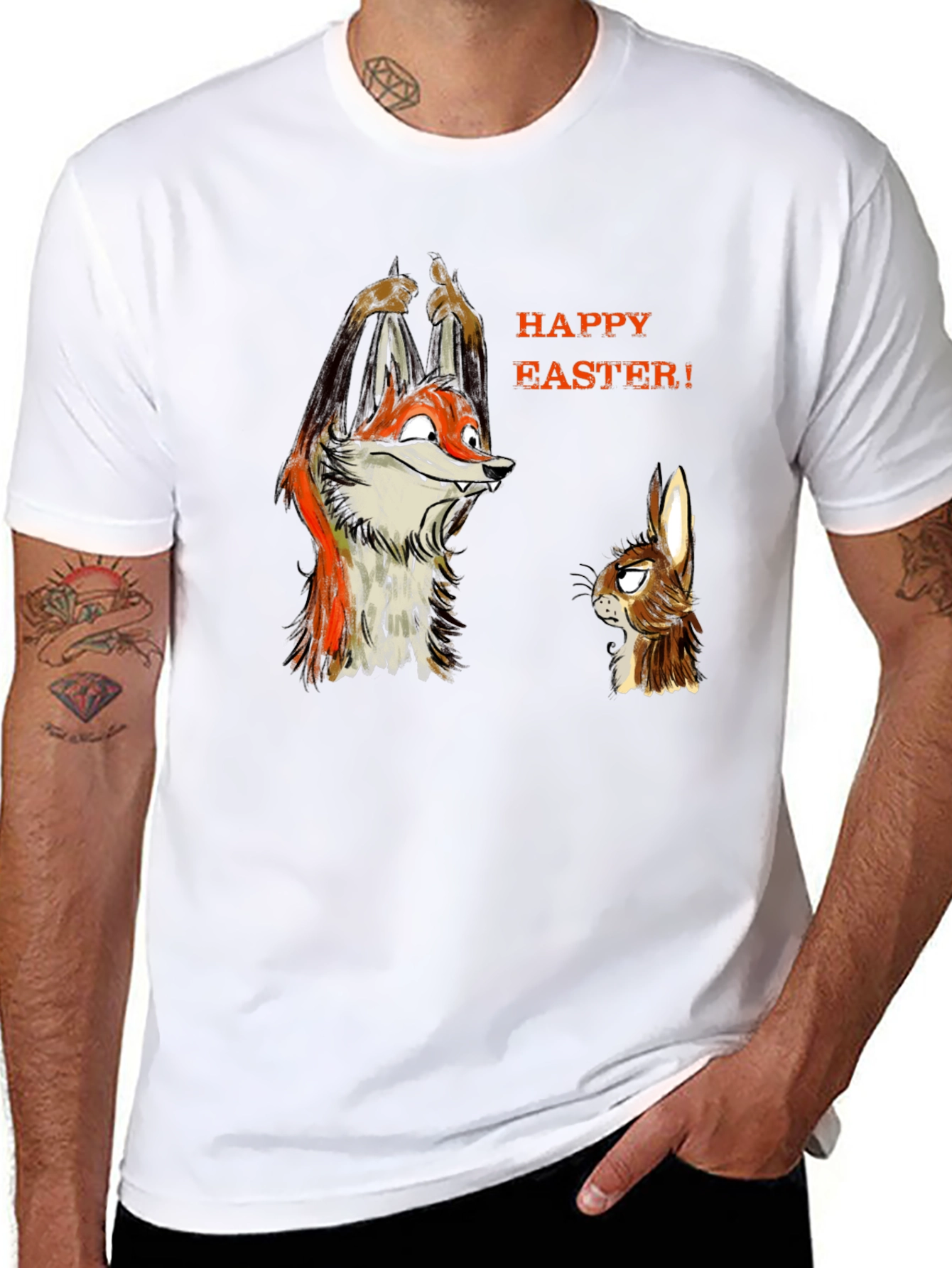 Funny Easter Fox & Rabbit Graphic Tee