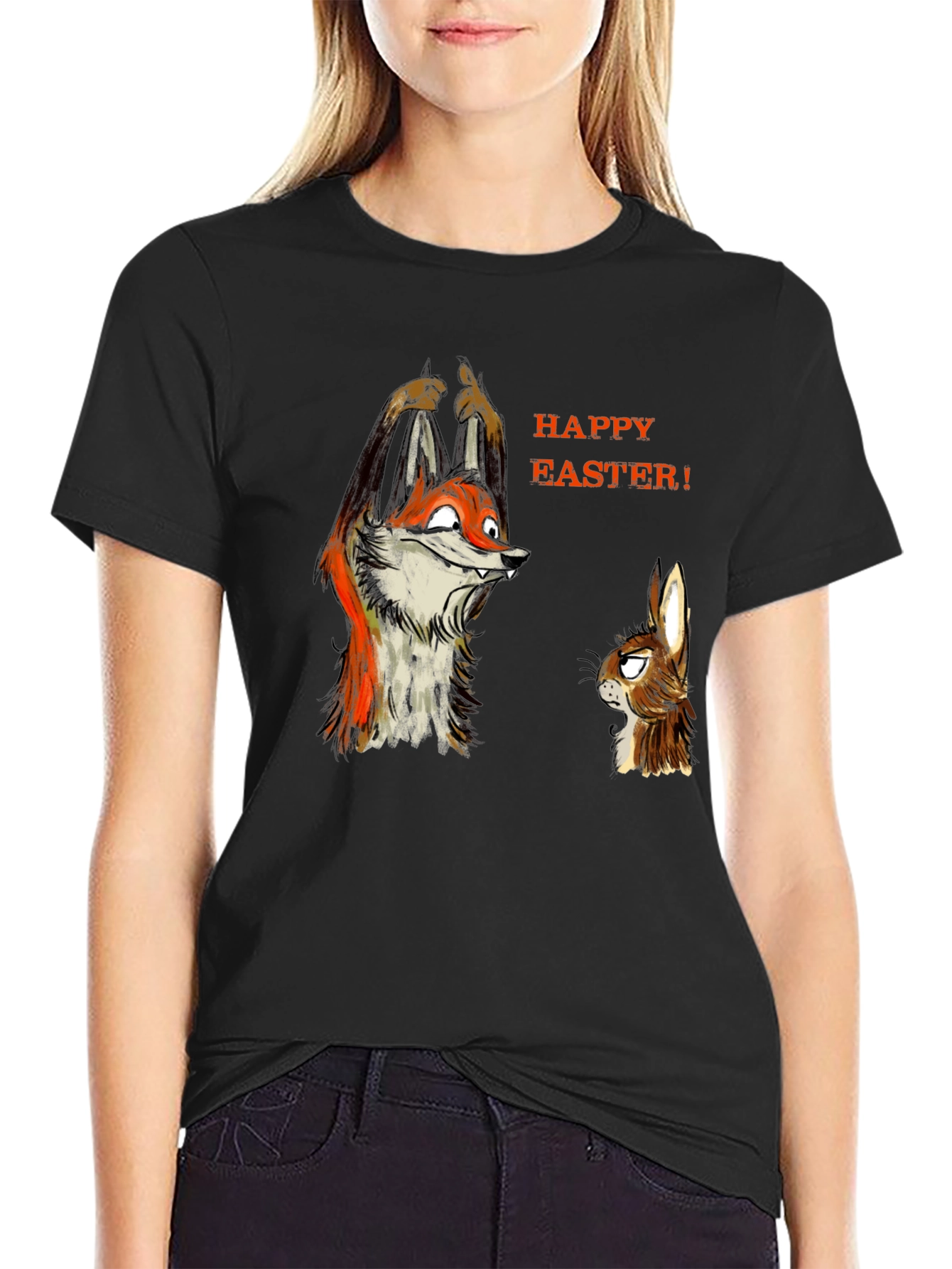 Funny Easter Fox & Rabbit Graphic Tee