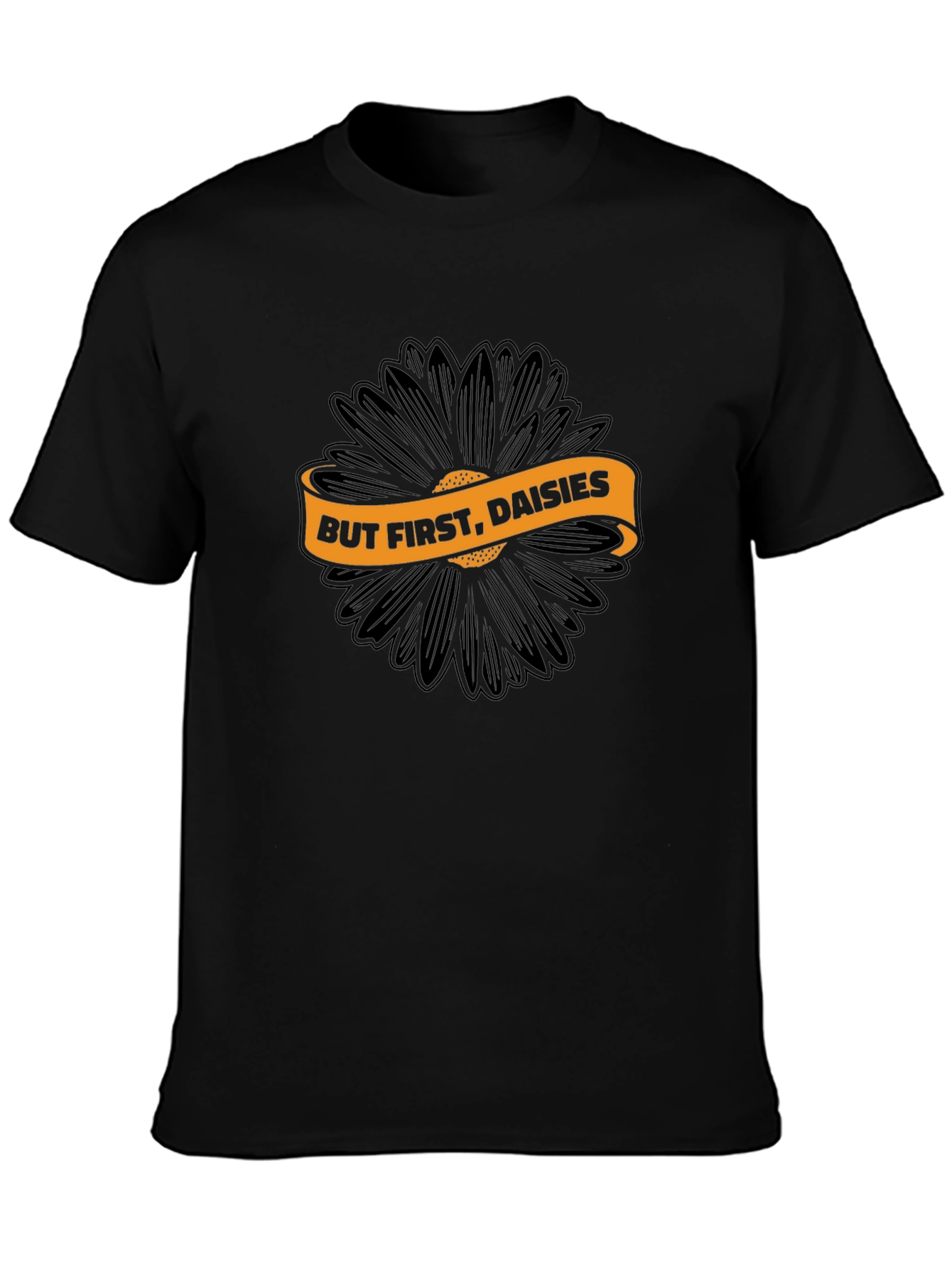 But First Daisies Black Graphic Tee
