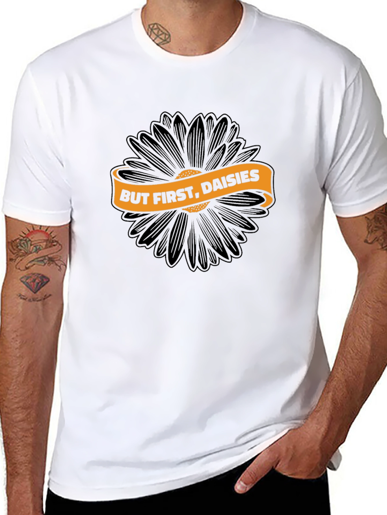 But First Daisies Black Graphic Tee