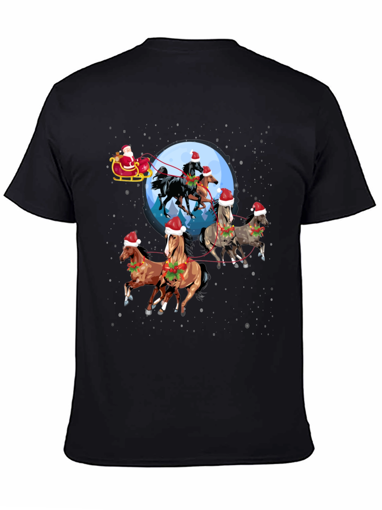 Christmas Horses T-Shirt Santa Sleigh