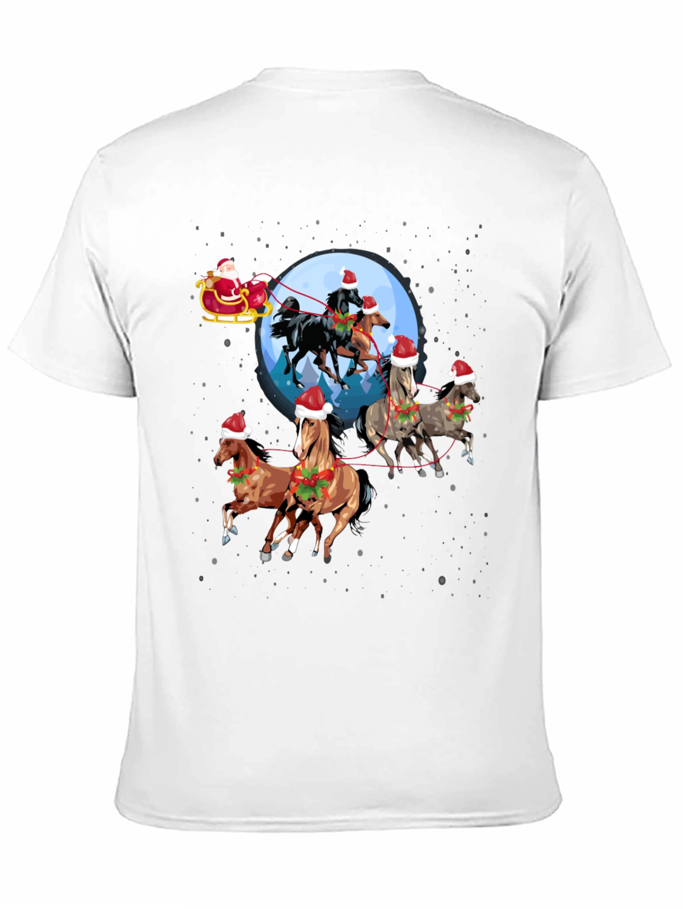Christmas Horses T-Shirt Santa Sleigh