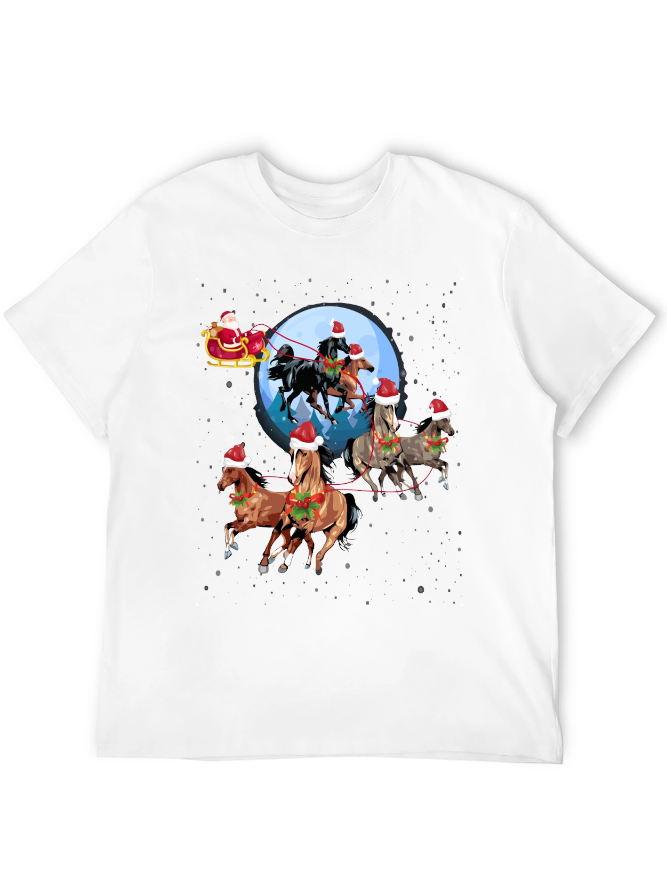 Christmas Horses T-Shirt Santa Sleigh