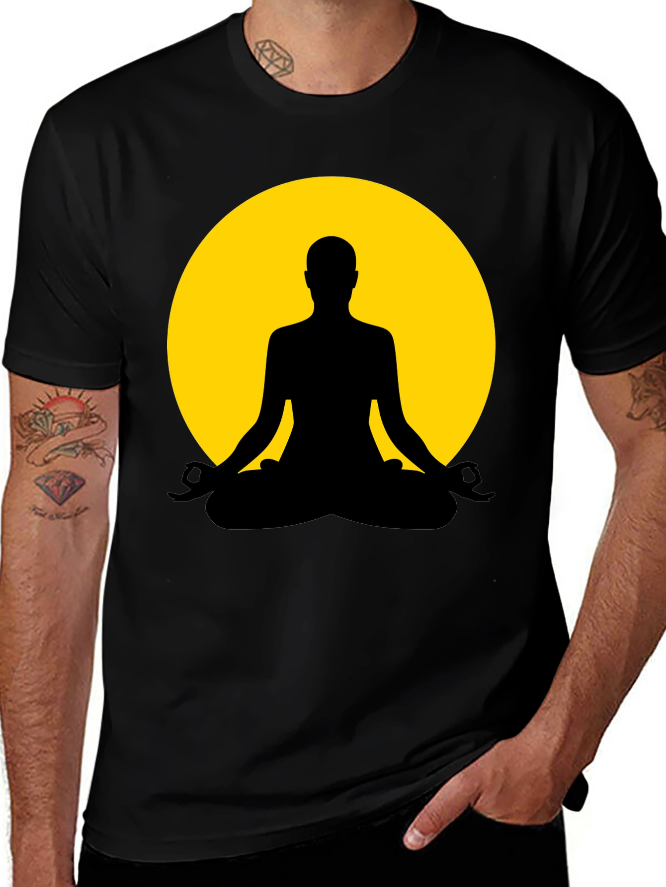 Yoga Meditation Silhouette Tee - Black