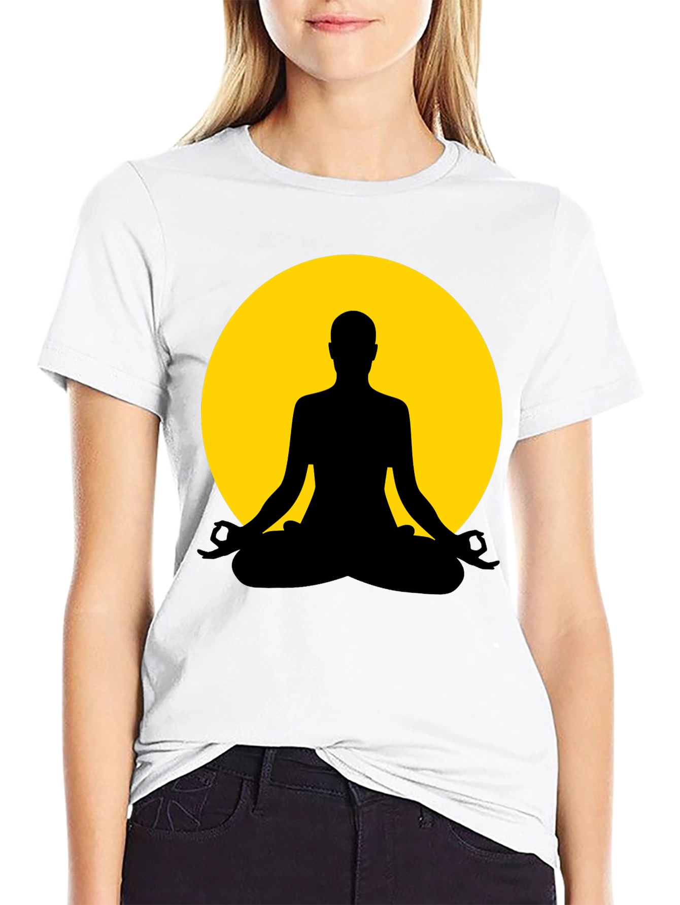 Yoga Meditation Silhouette Tee - Black