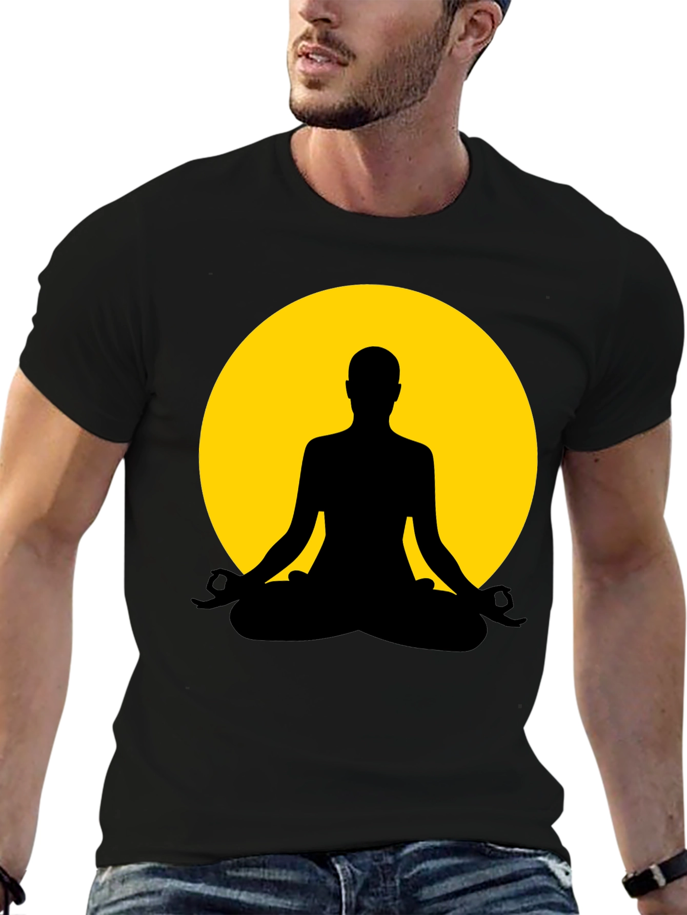 Yoga Meditation Silhouette Tee - Black
