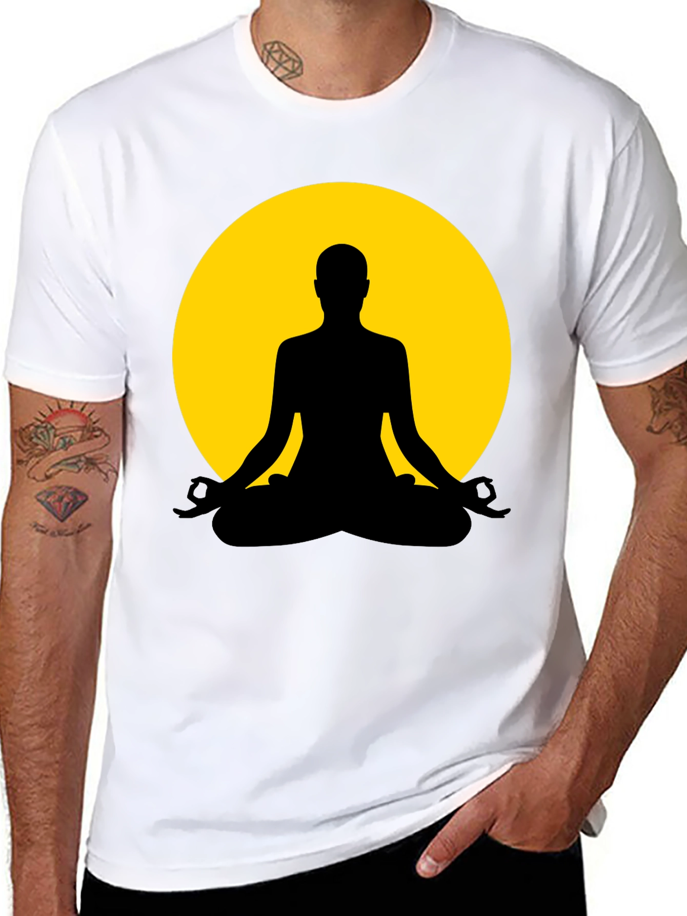 Yoga Meditation Silhouette Tee - Black