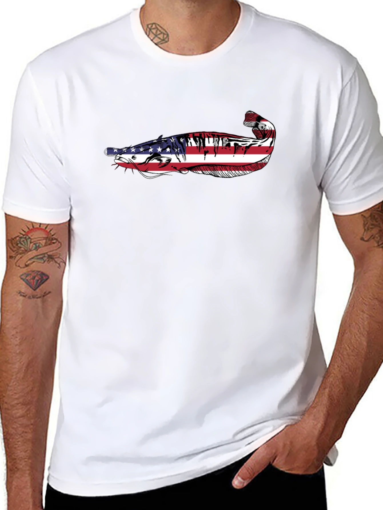 American Flag Catfish Graphic Tee