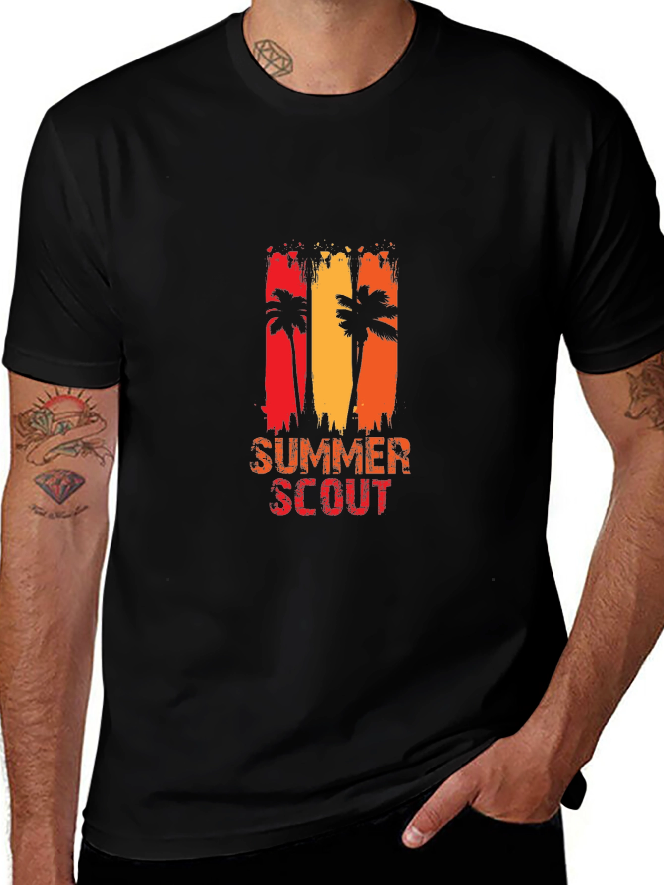 Summer Scout Graphic Tee - Black Cotton T-Shirt