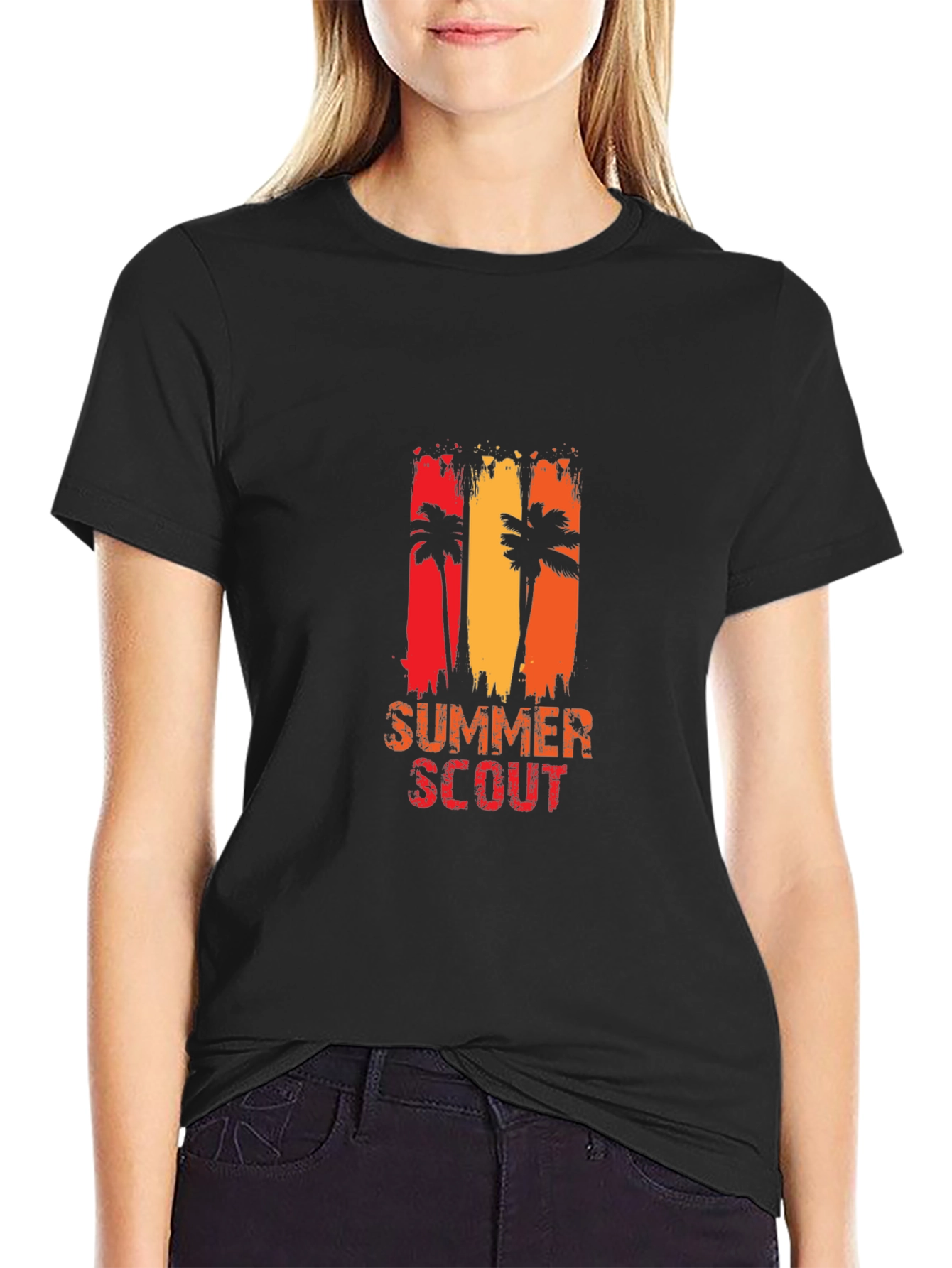 Summer Scout Graphic Tee - Black Cotton T-Shirt