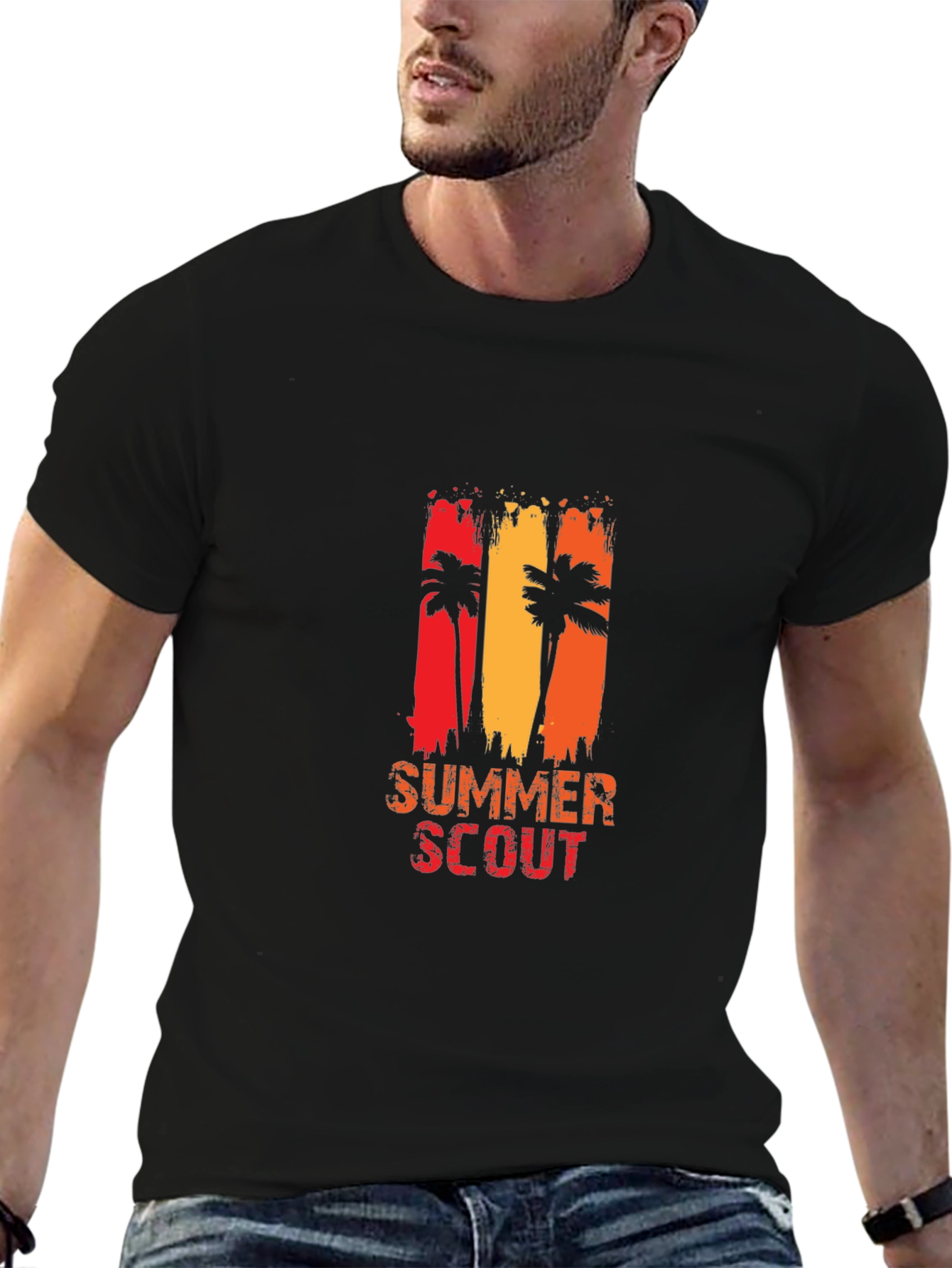 Summer Scout Graphic Tee - Black Cotton T-Shirt