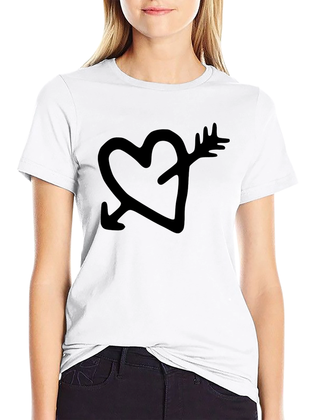 Heart Arrow Graphic Tee - Black