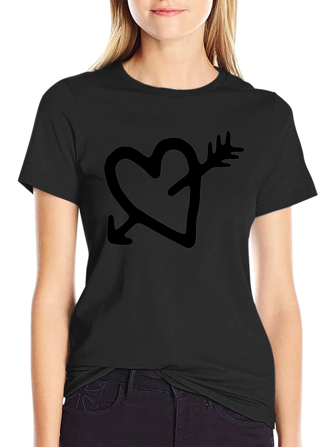 Heart Arrow Graphic Tee - Black