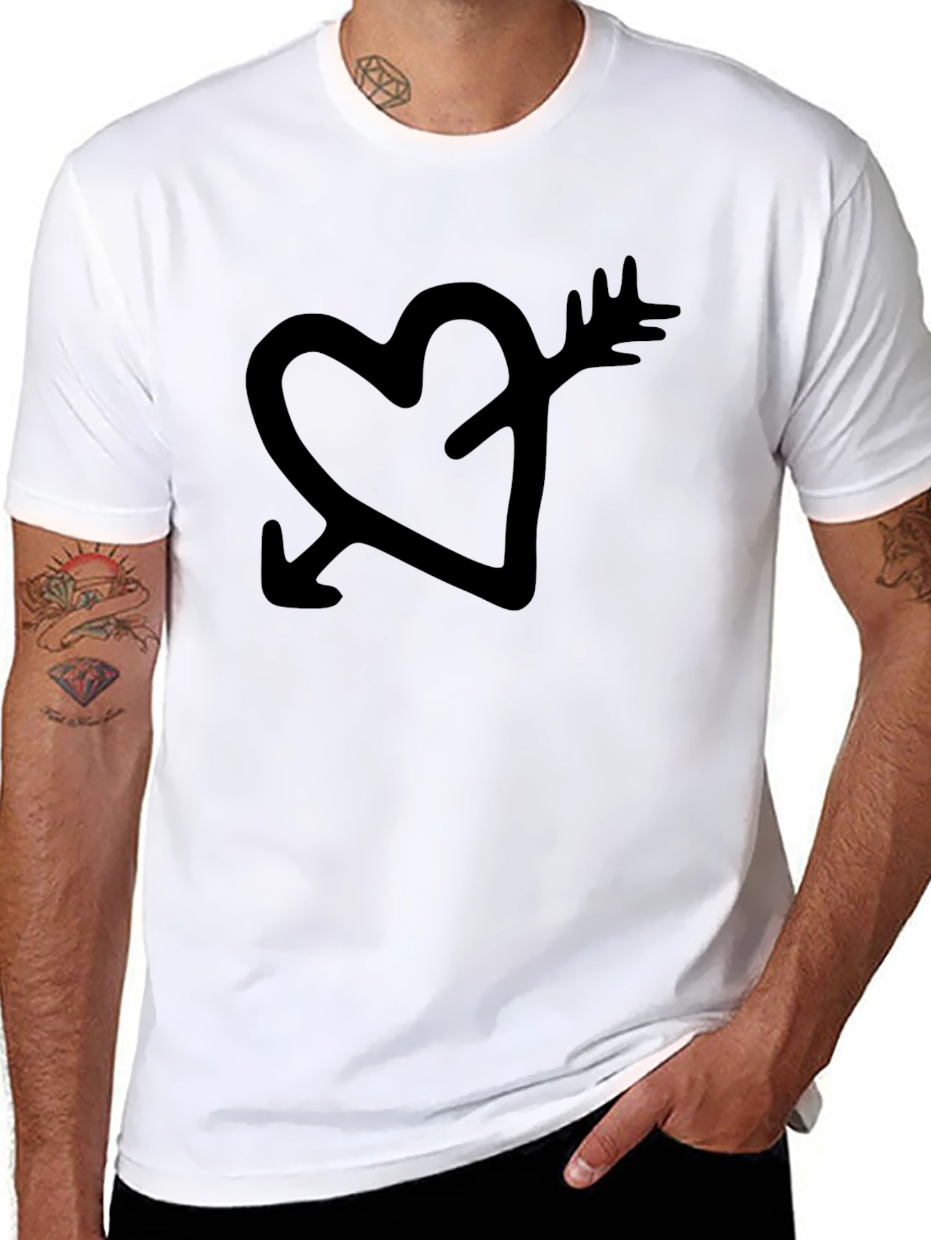 Heart Arrow Graphic Tee - Black
