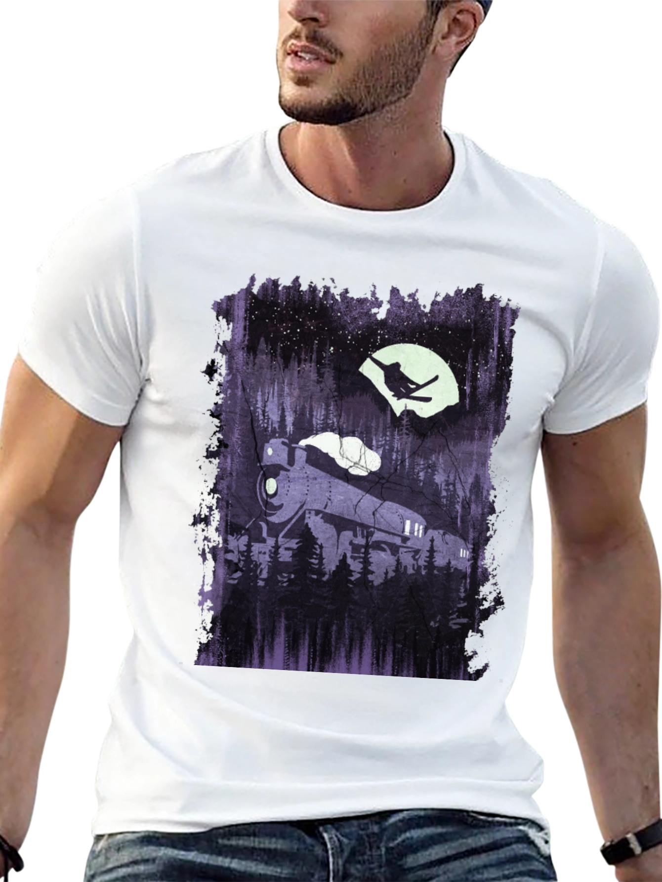 Train & Skier Graphic Tee - Black