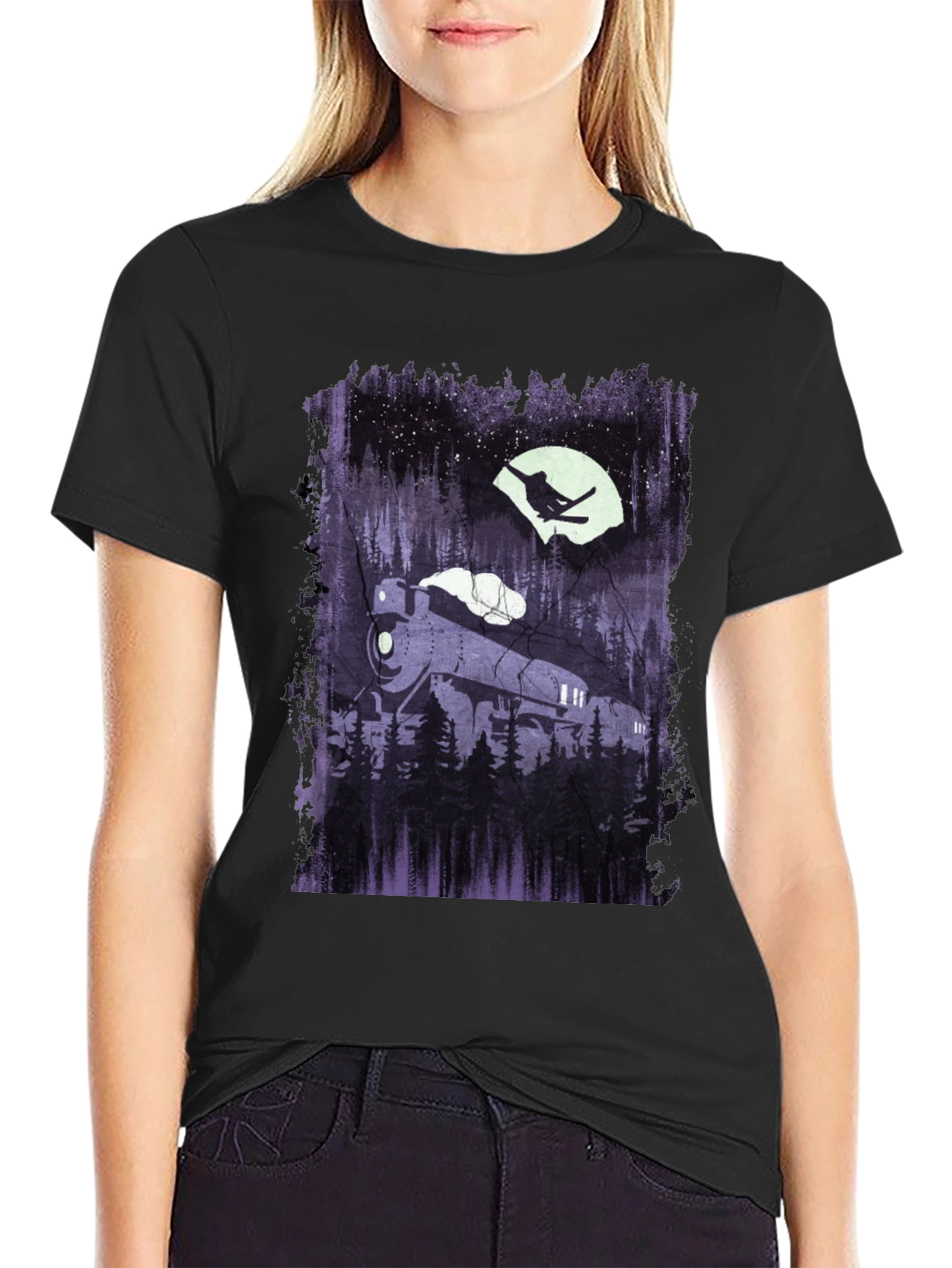 Train & Skier Graphic Tee - Black
