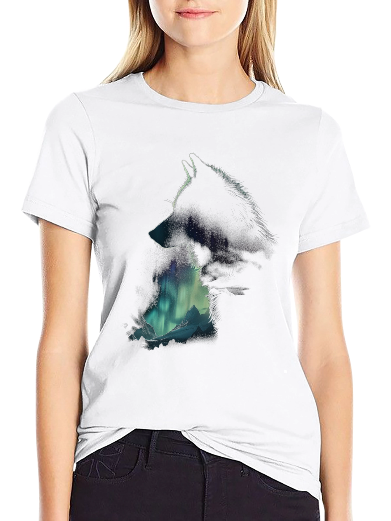 Wolf Silhouette T-Shirt - Aurora Mountain Design