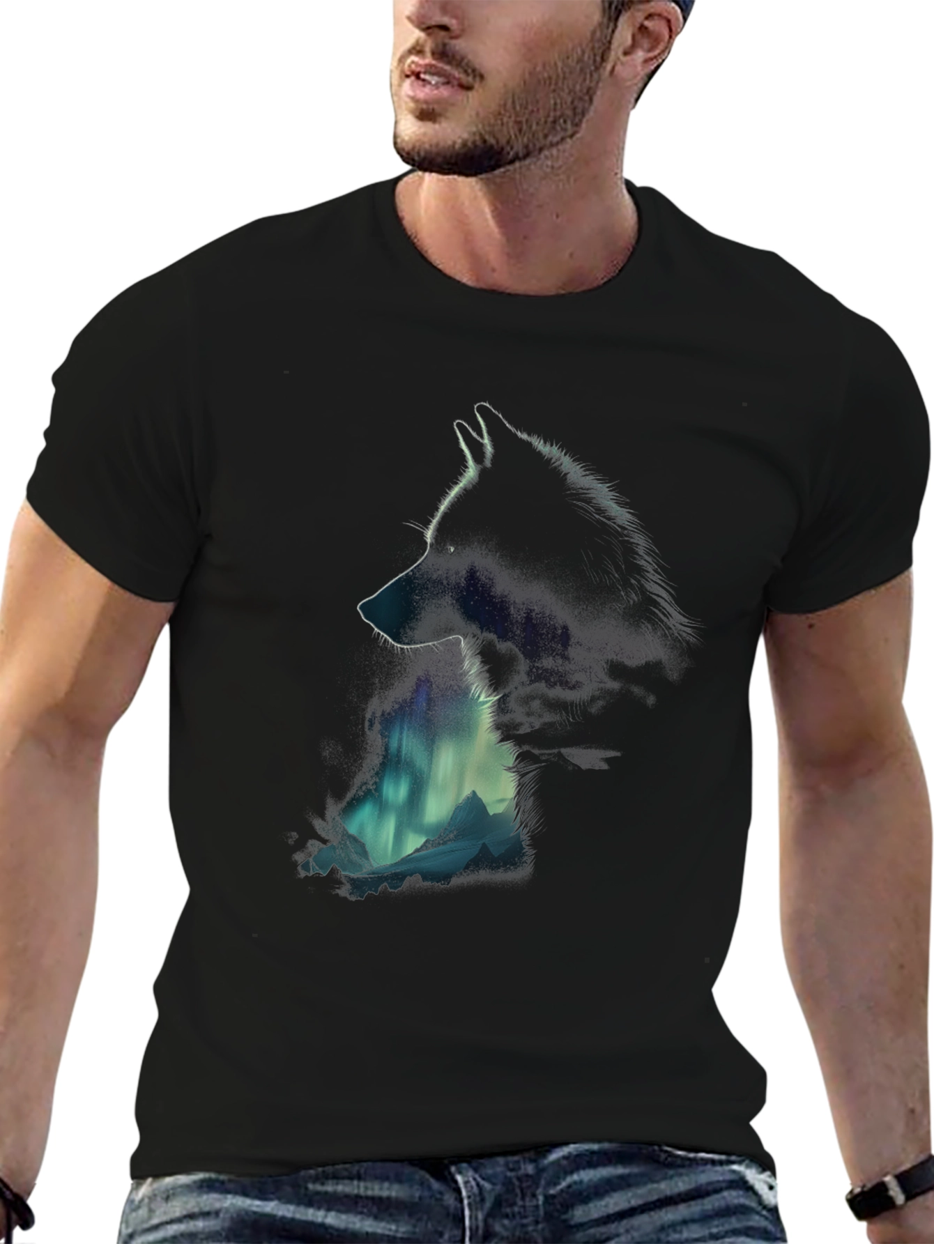 Wolf Silhouette T-Shirt - Aurora Mountain Design