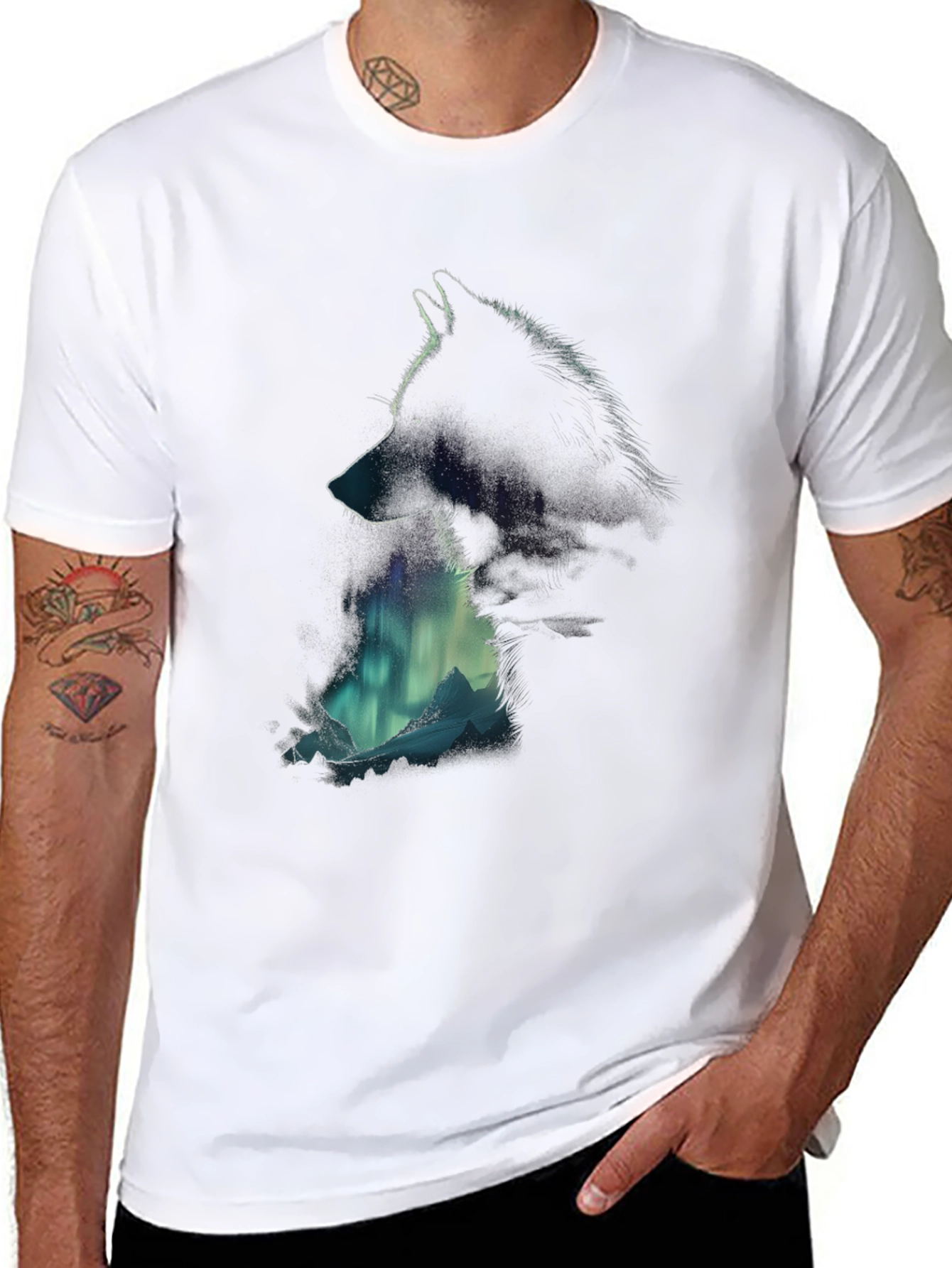 Wolf Silhouette T-Shirt - Aurora Mountain Design