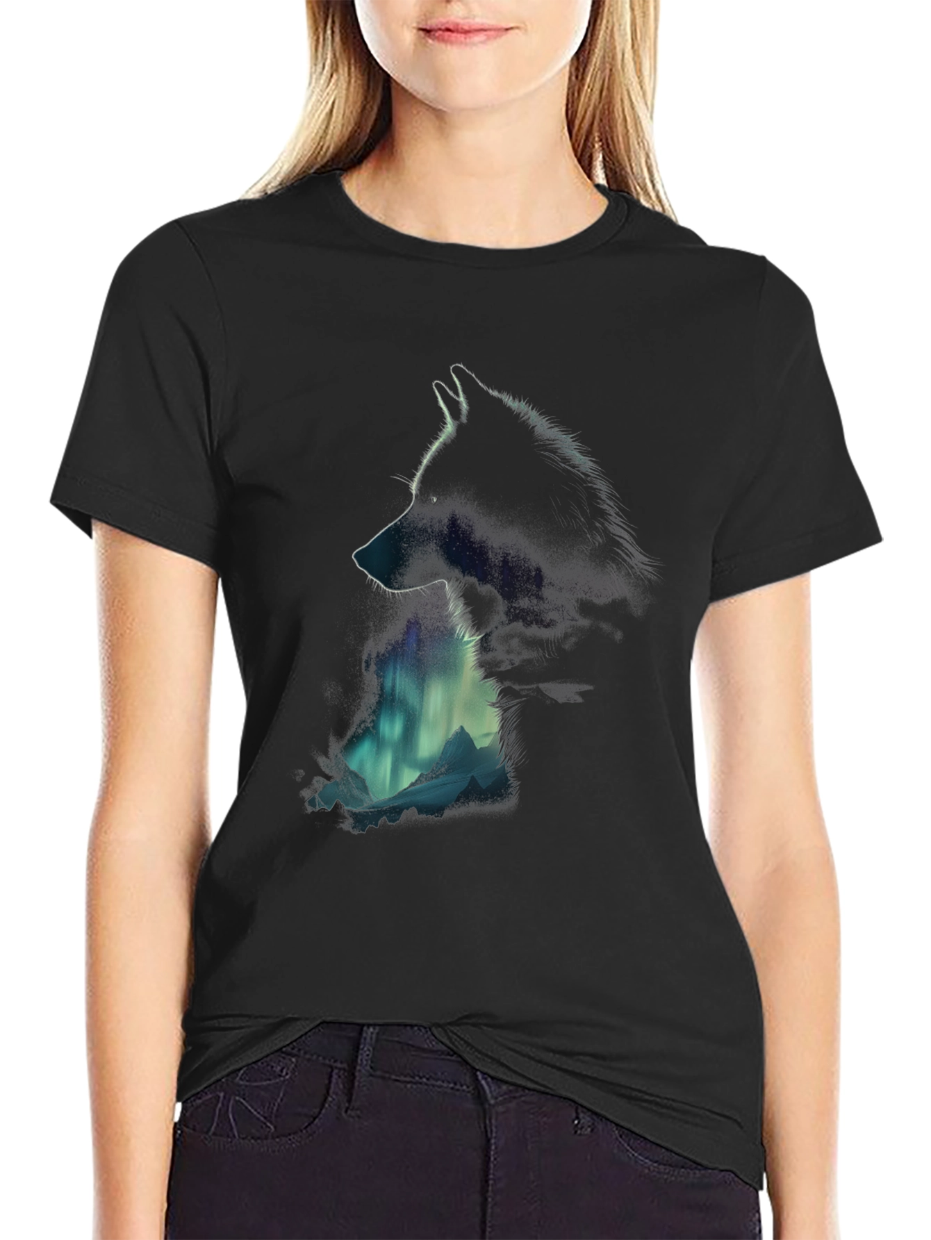 Wolf Silhouette T-Shirt - Aurora Mountain Design